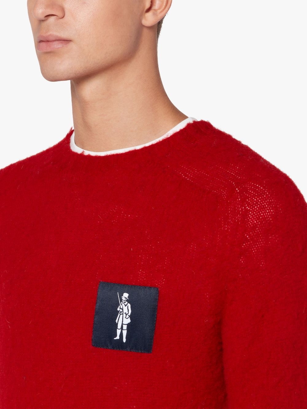 HUTCHINS PATCH RED WOOL CREW NECK SWEATER - 5