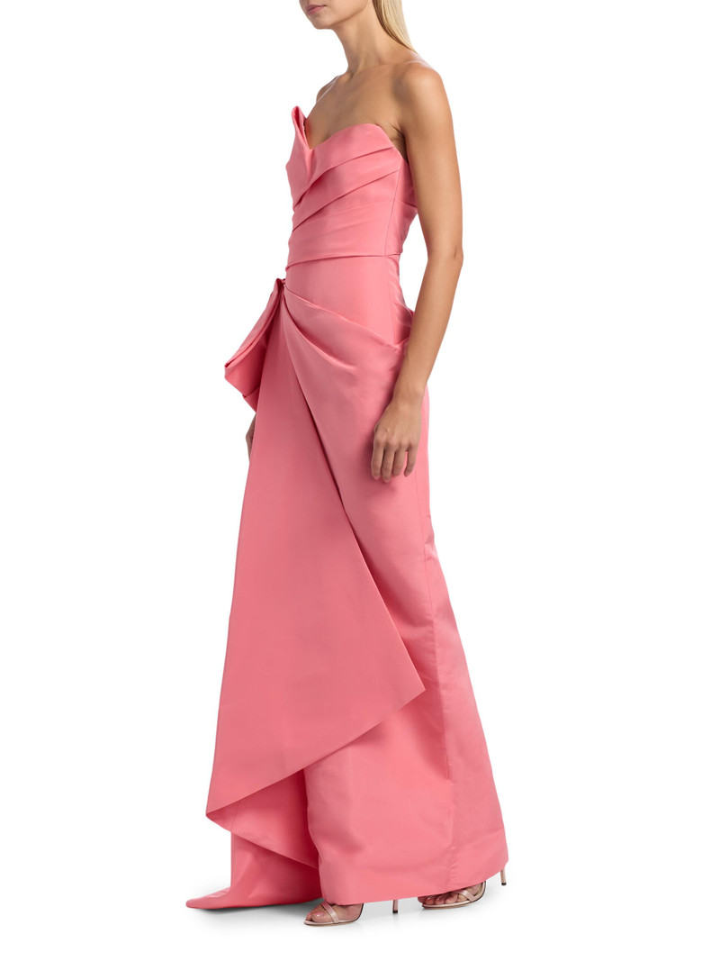 Women's Asymmetric Draped Strapless Column Gown - Plumeria 4