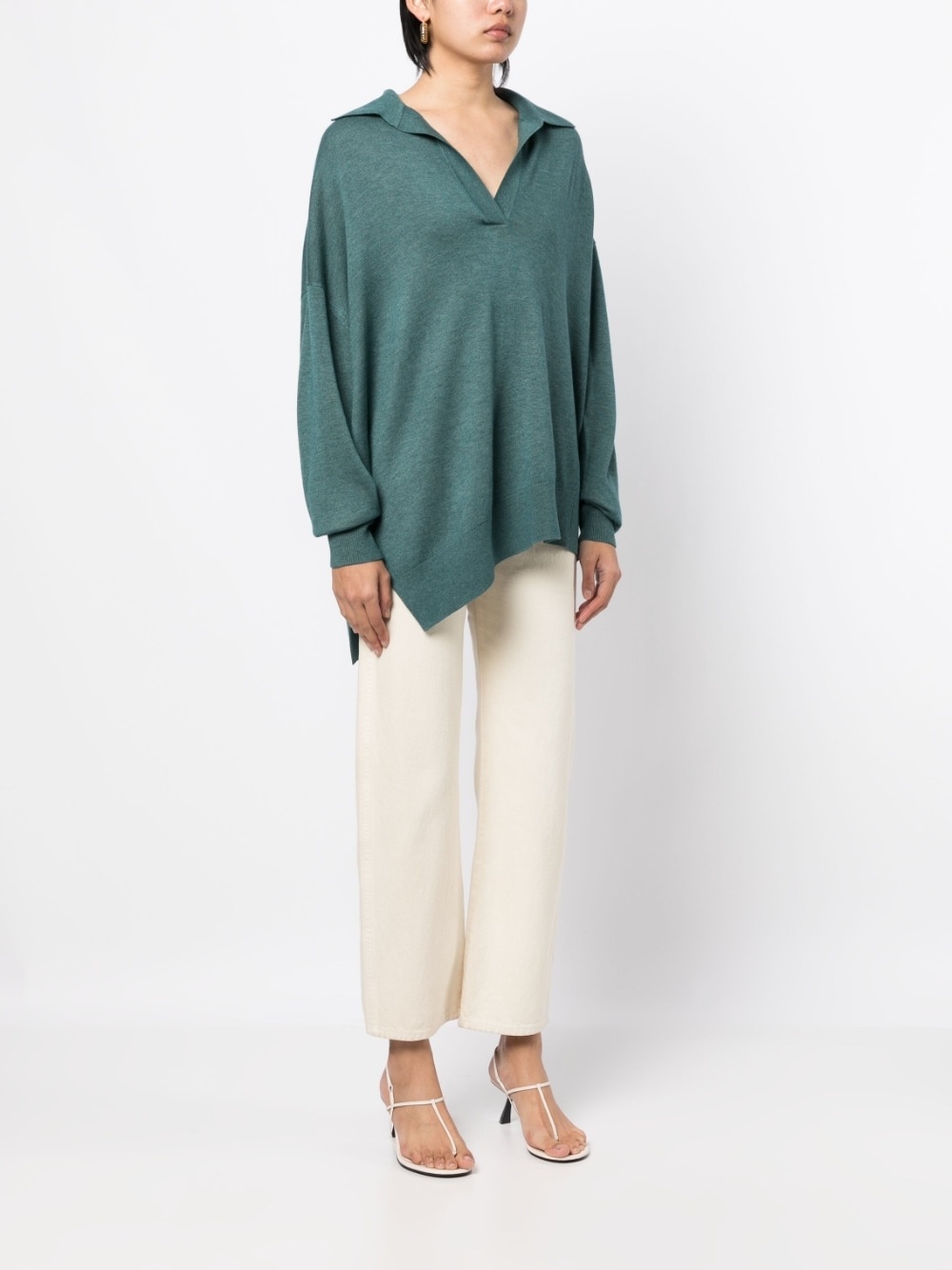 fine-knit asymmetric jumper - 3