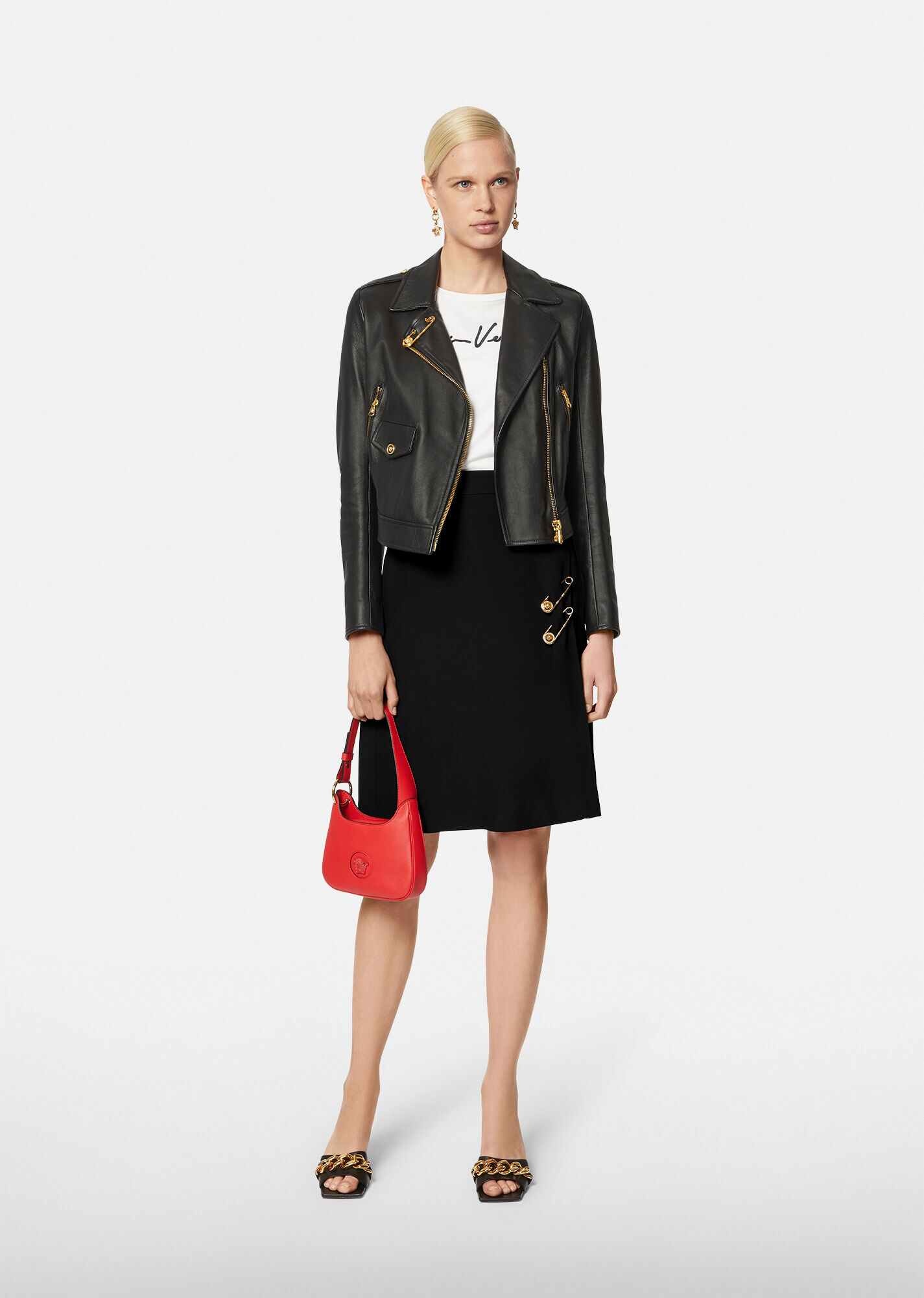 Safety Pin Pleated Satin Skirt - 4