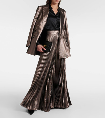 Max Mara Elegante Panteon silk-blend lamé wide-leg pants outlook