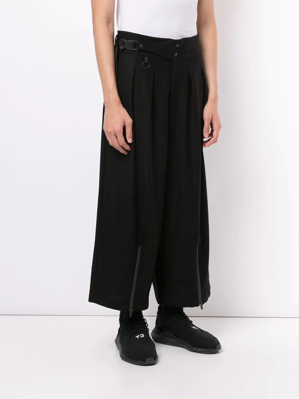 wide-leg flannel trousers - 3