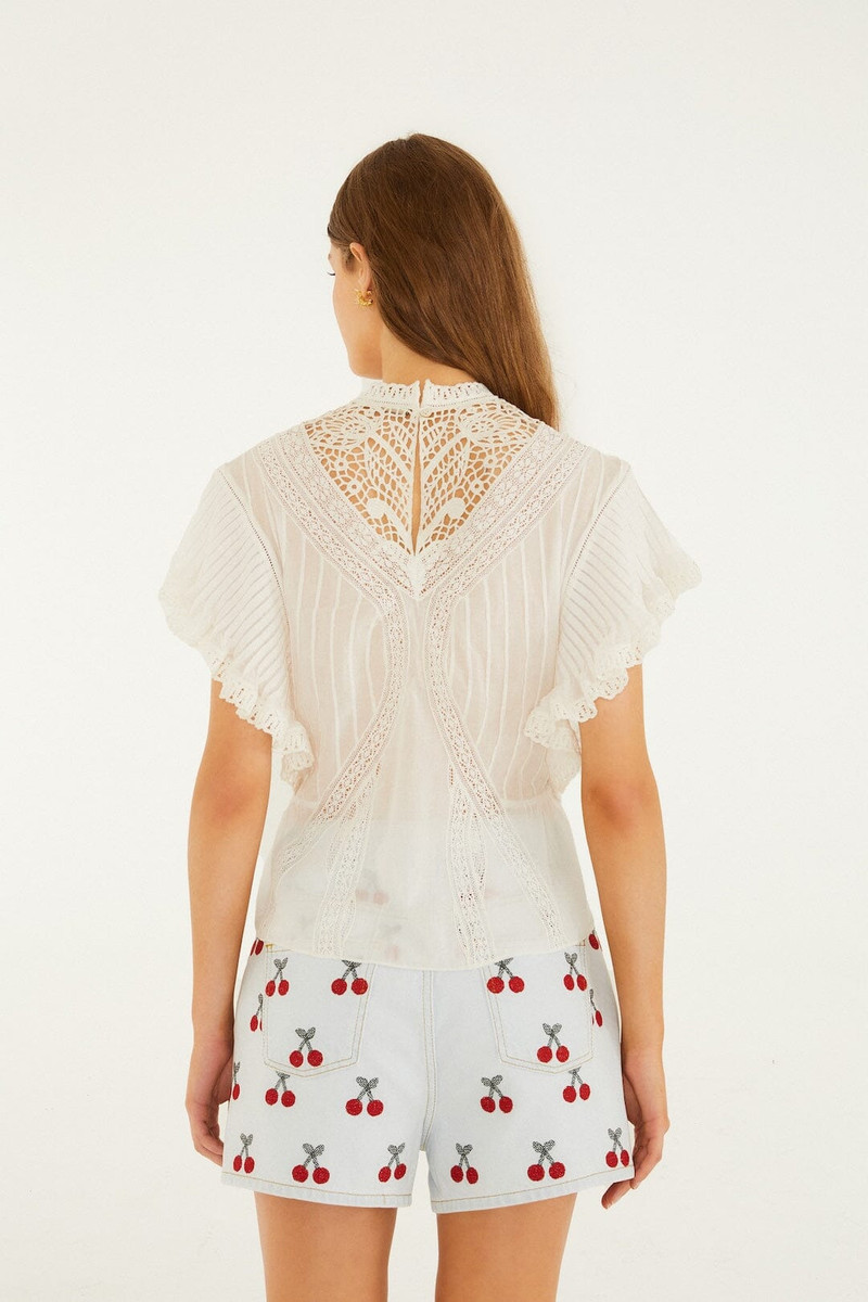 Off-White Organic Cotton Blouse With Appliqués 3