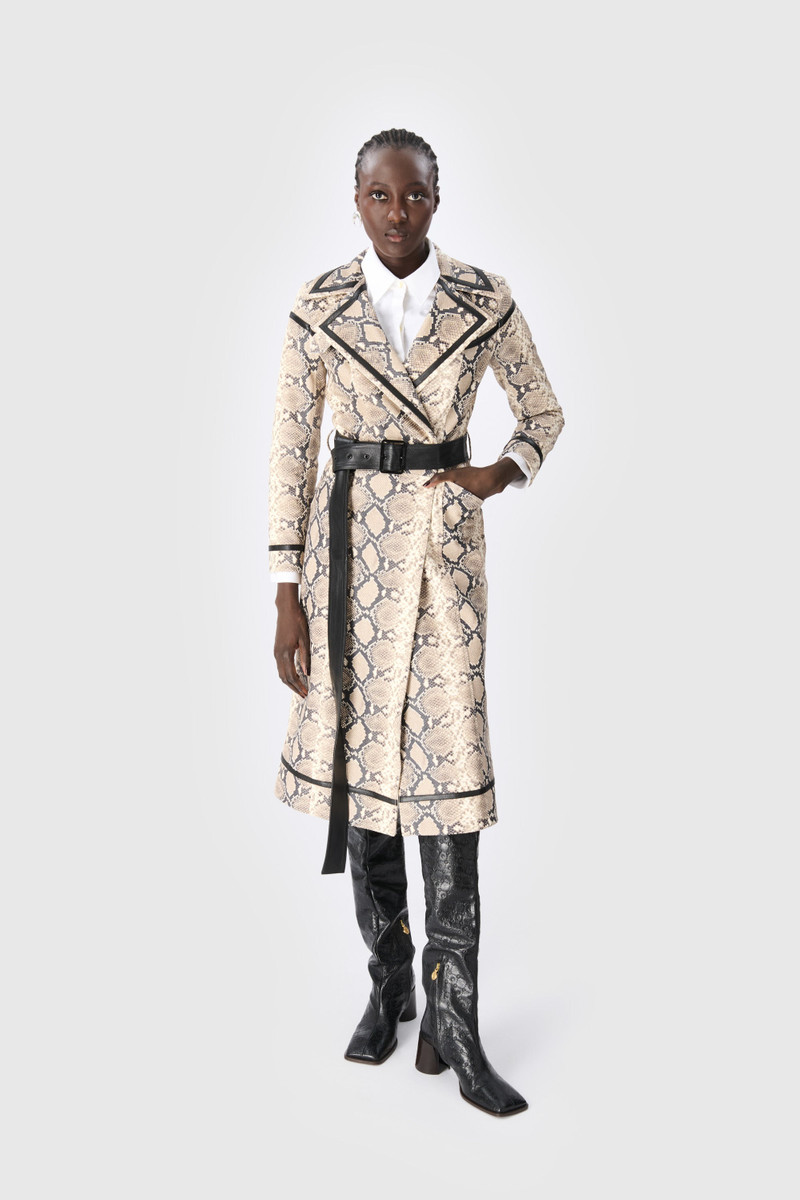 Marine Serre Python Printed Leather Trench Coat outlook