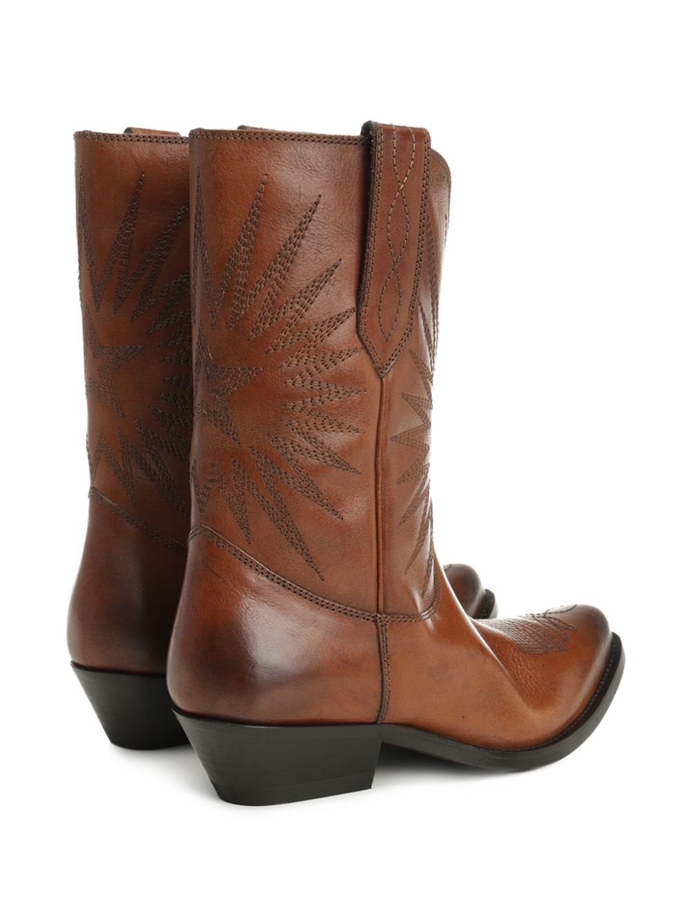 star-embroidered leather boots - 3