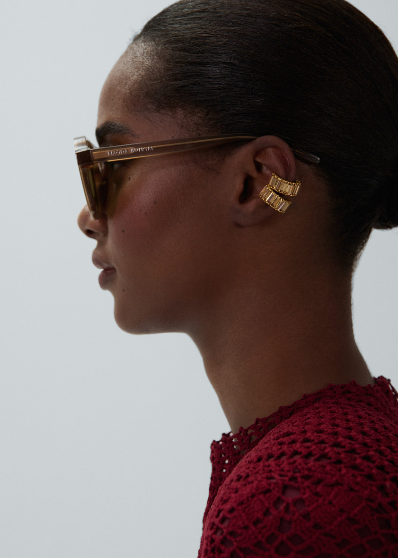 MAGDA BUTRYM Baguette cut crystal cuffs in beige gold outlook