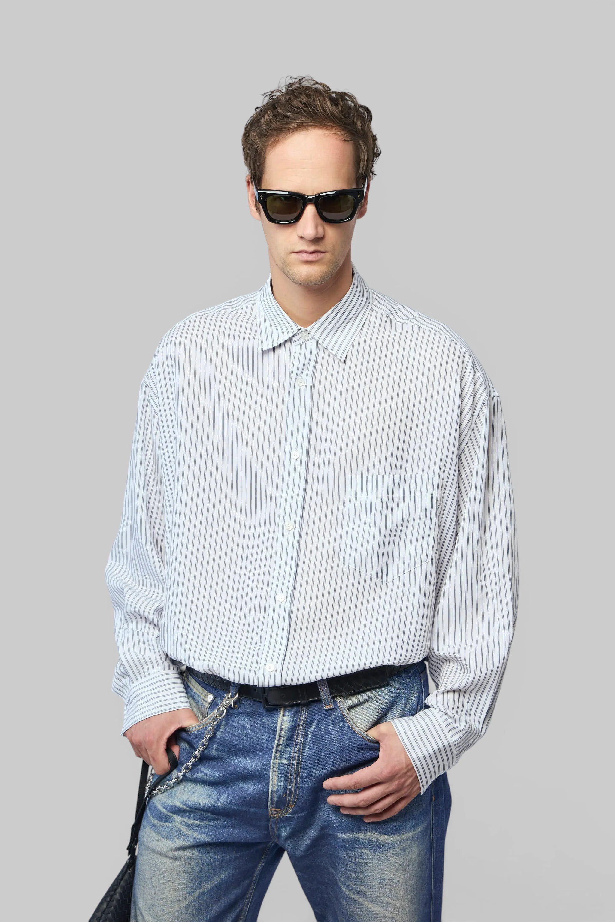 Striped Button-up Shirt - 1