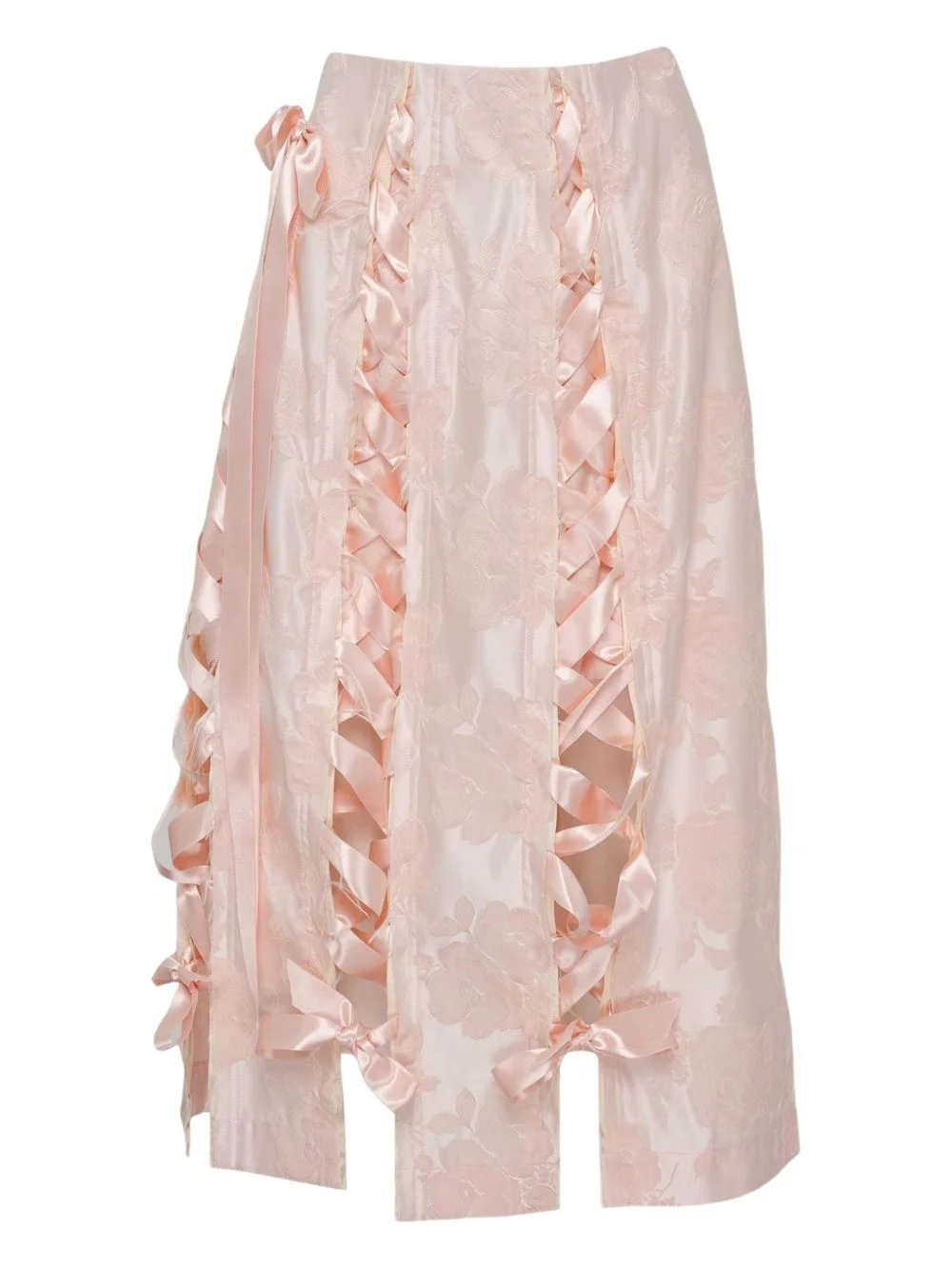 Unraveling bow-detail brocade midi skirt - 1