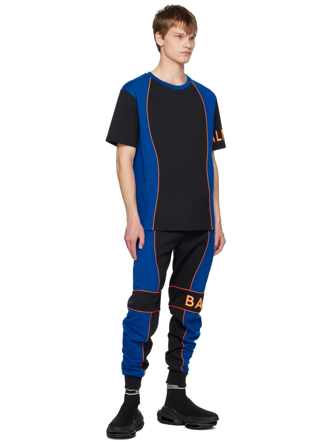 Black & Blue Paneled T-Shirt - 4