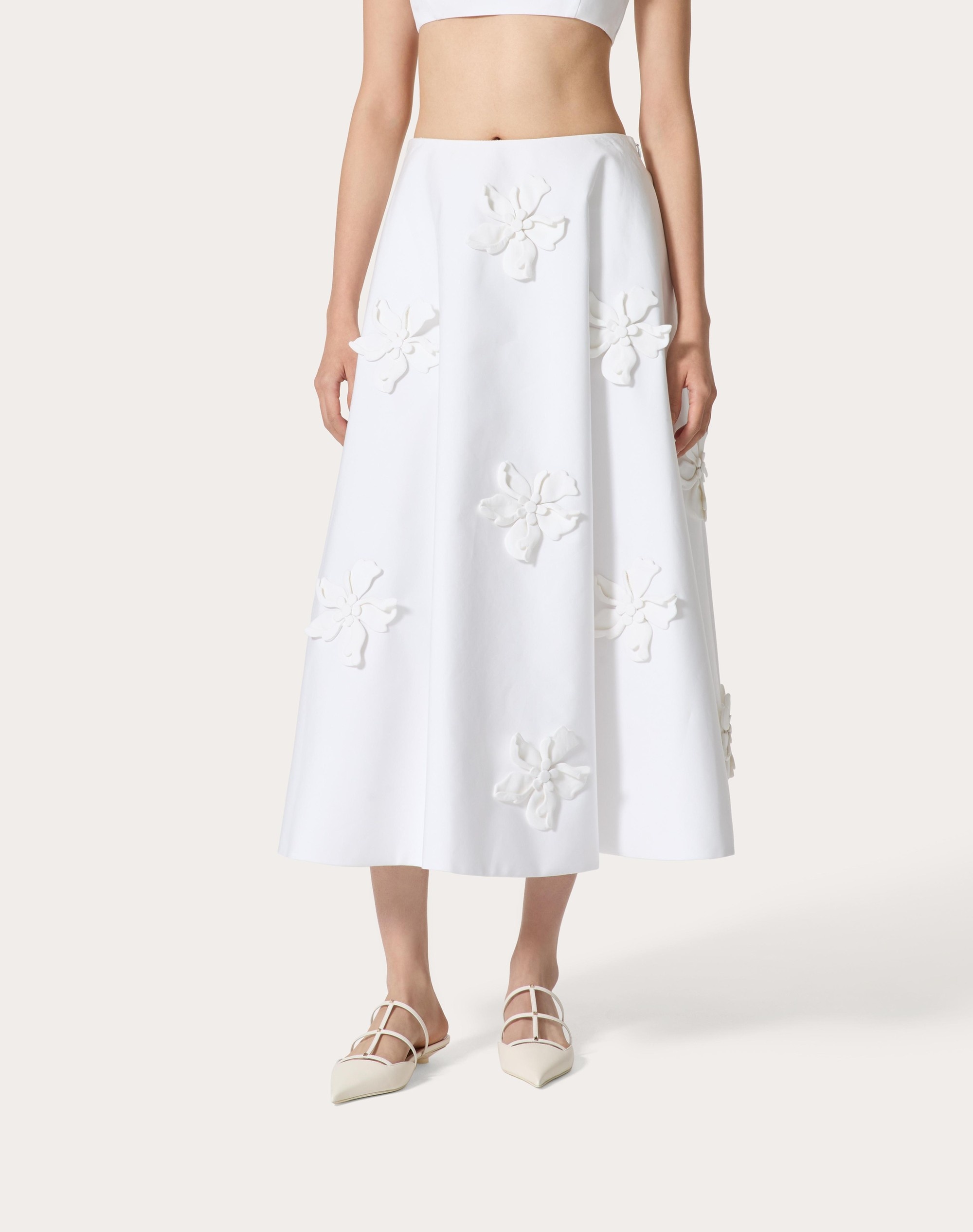 EMBROIDERED COMPACT POPELINE MIDI SKIRT - 3