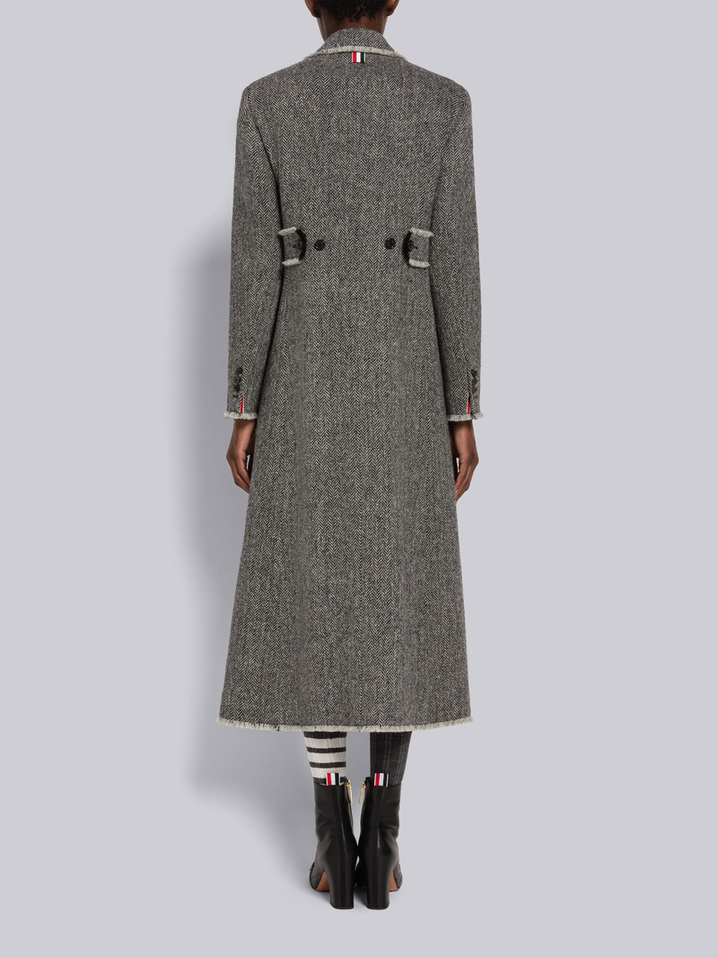 Herringbone Harris Tweed Frayed Back Tab Overcoat 3