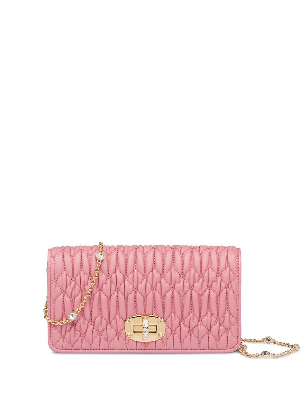 matelassé crystal embellished clutch - 1