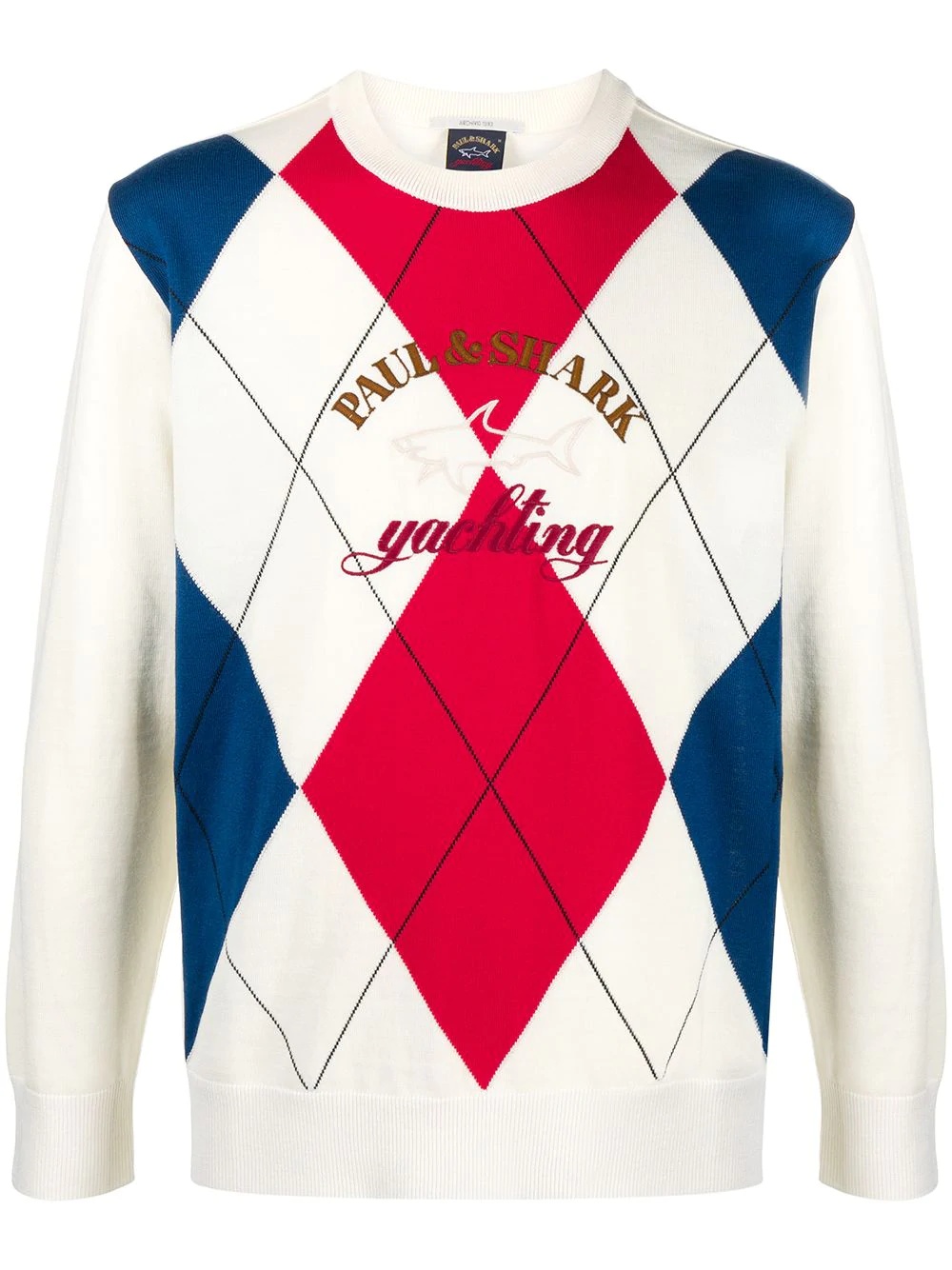 logo argyle knit jumper - 1