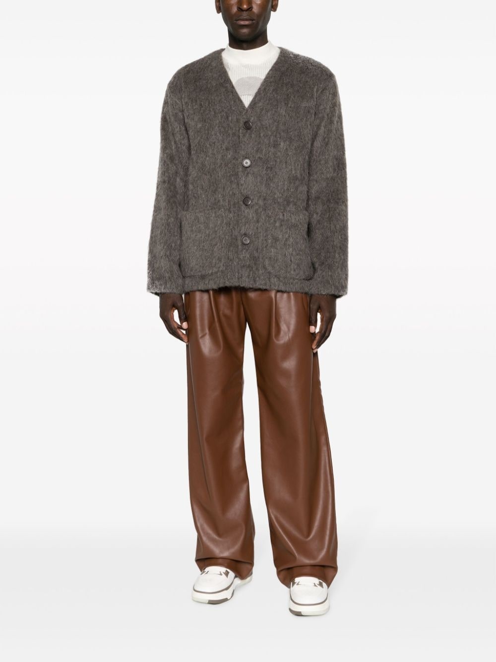 faux-leather flared trousers - 2