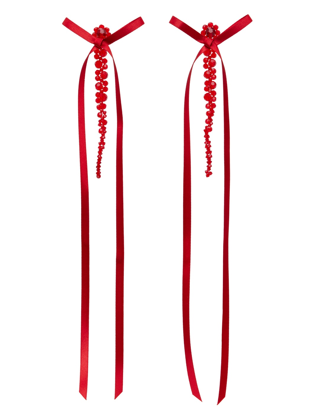 Red Bow Ribbon Drip Earrings - 1