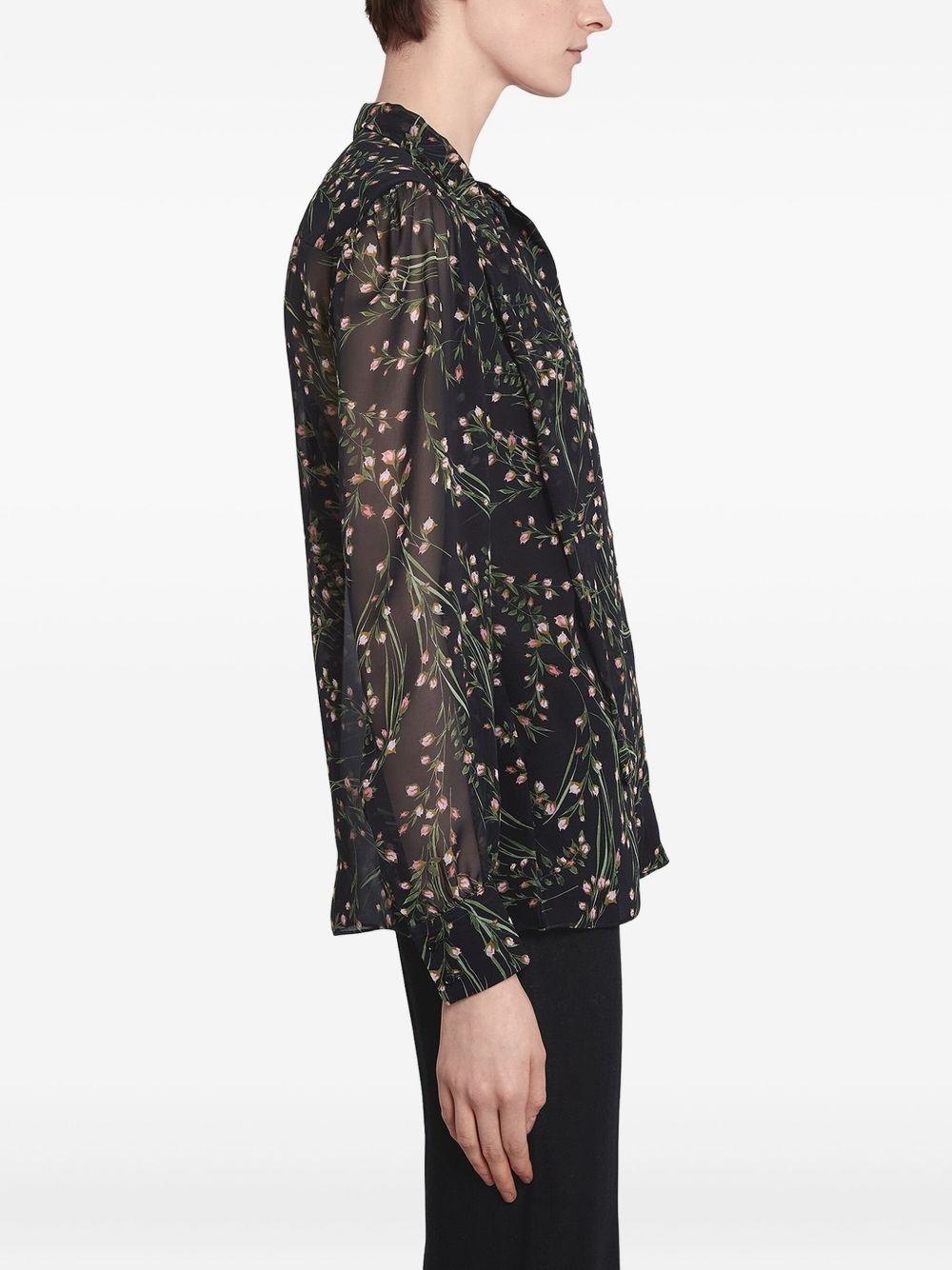 floral-print tie-neck blouse - 5