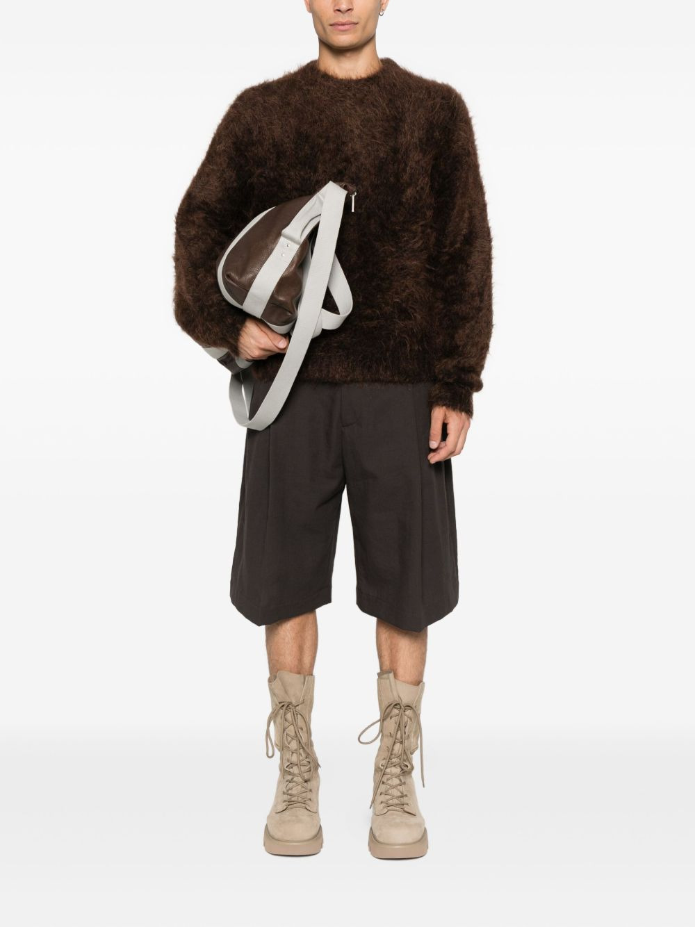 fluffy crew-neck sweater - 2