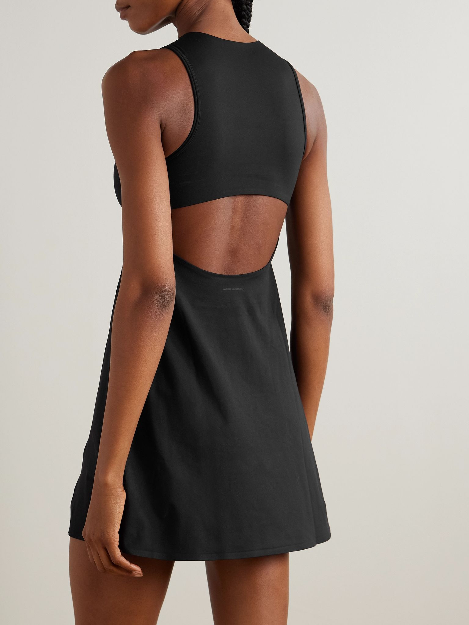 Studio cutout paneled stretch-jersey mini dress Black - 3