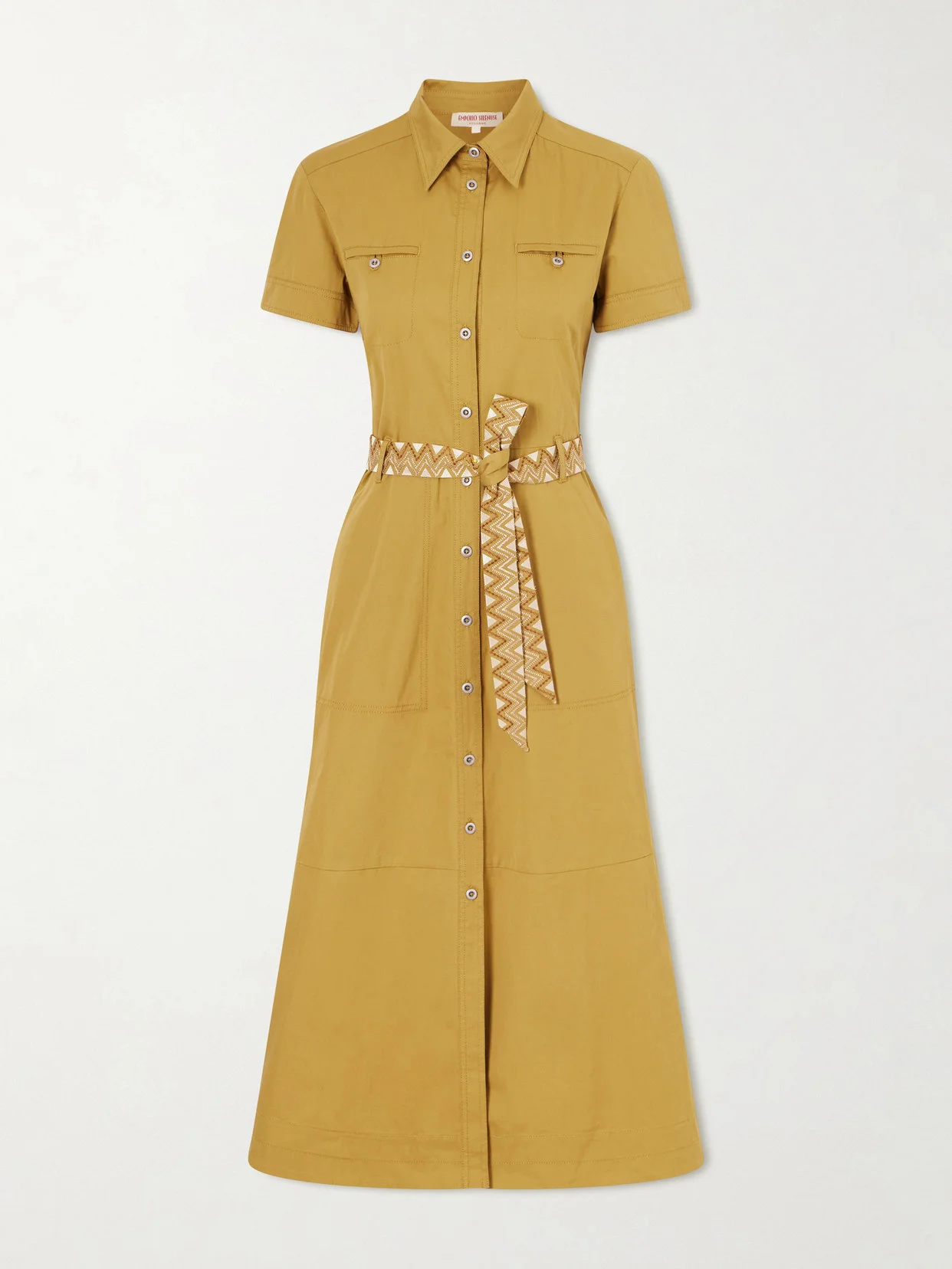 Giselle Belted Cotton Midi Dress - 1