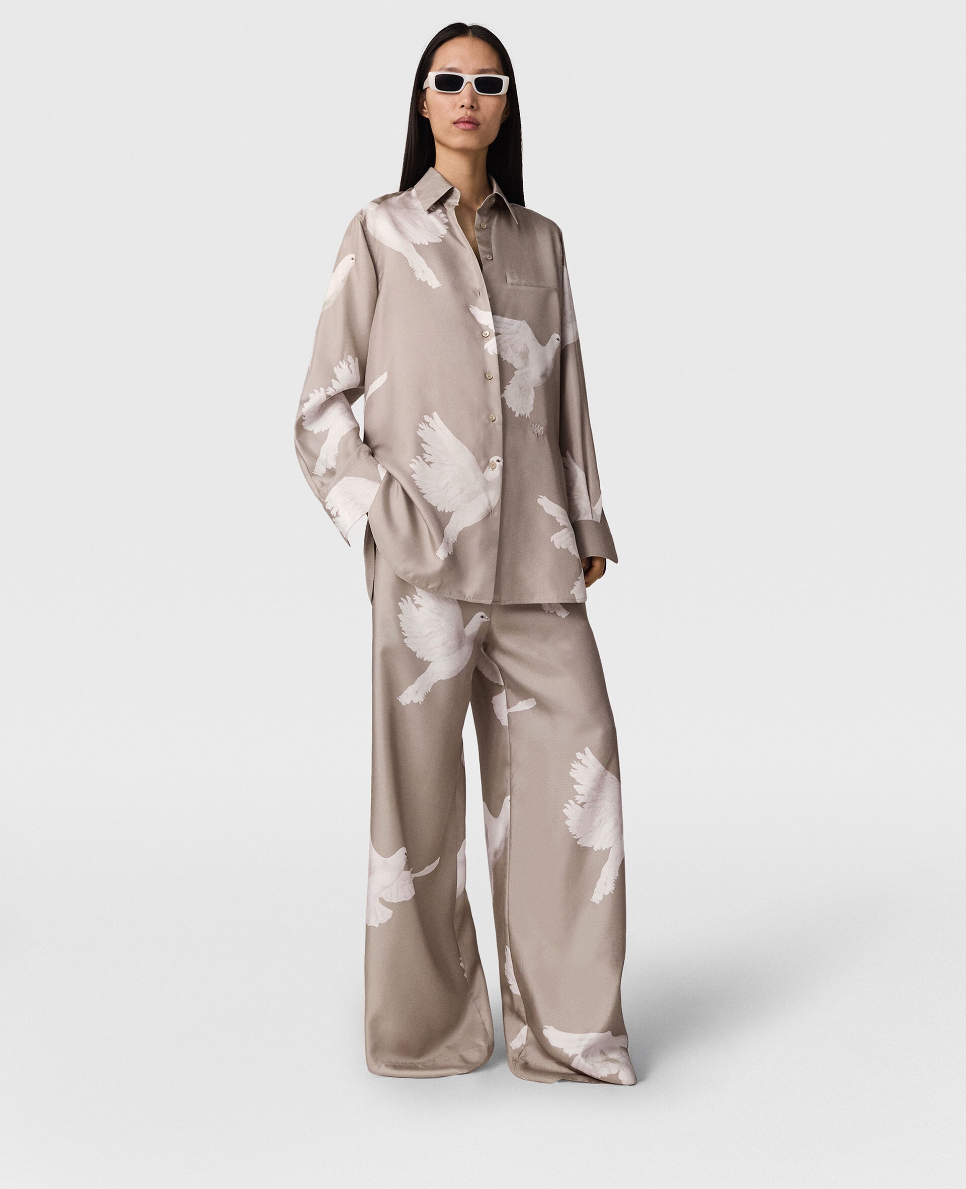 Oversized Dove Print Shirt - 8