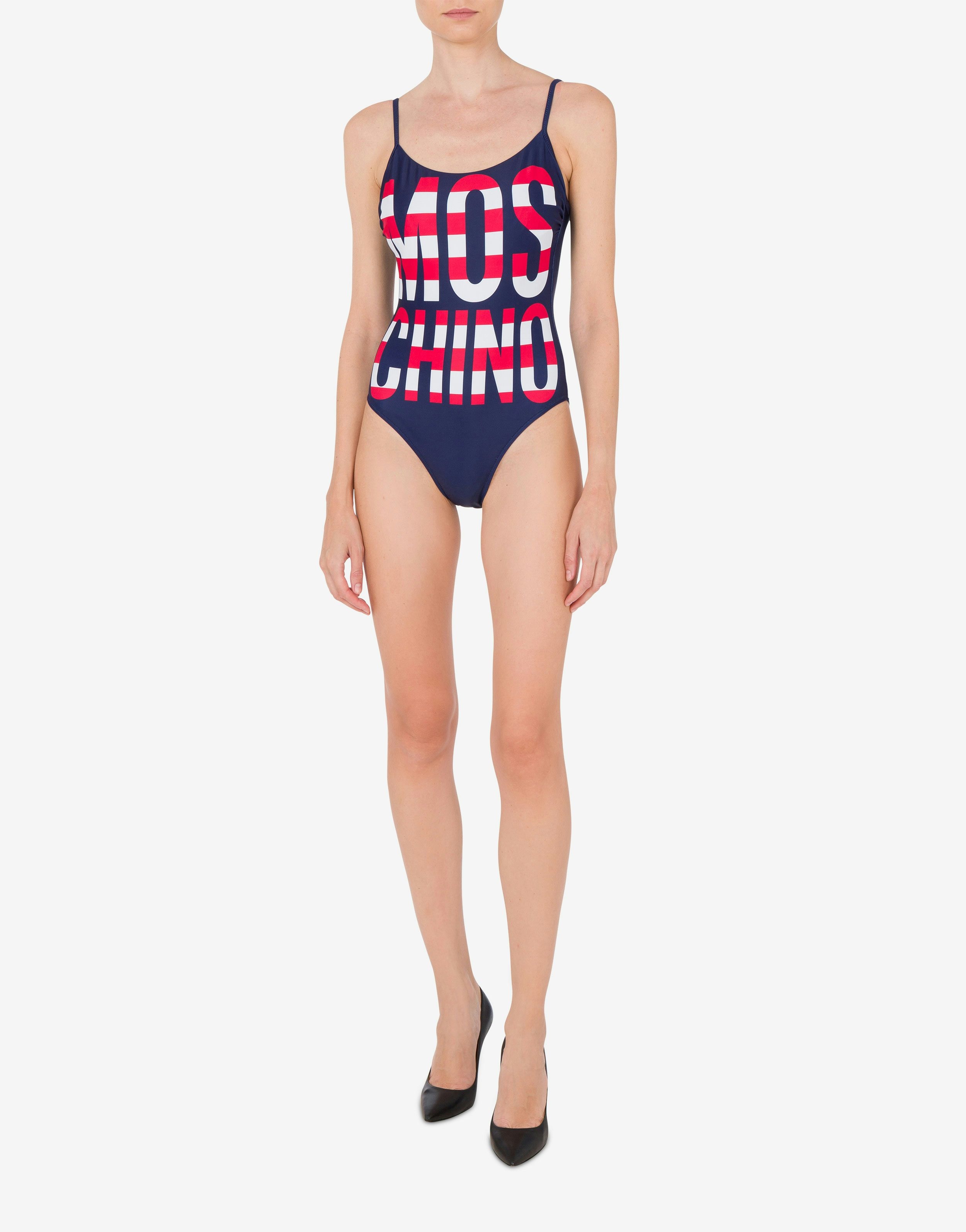 STRIPED LETTERING LOGO ONE-PIECE SWIMSUIT - 2
