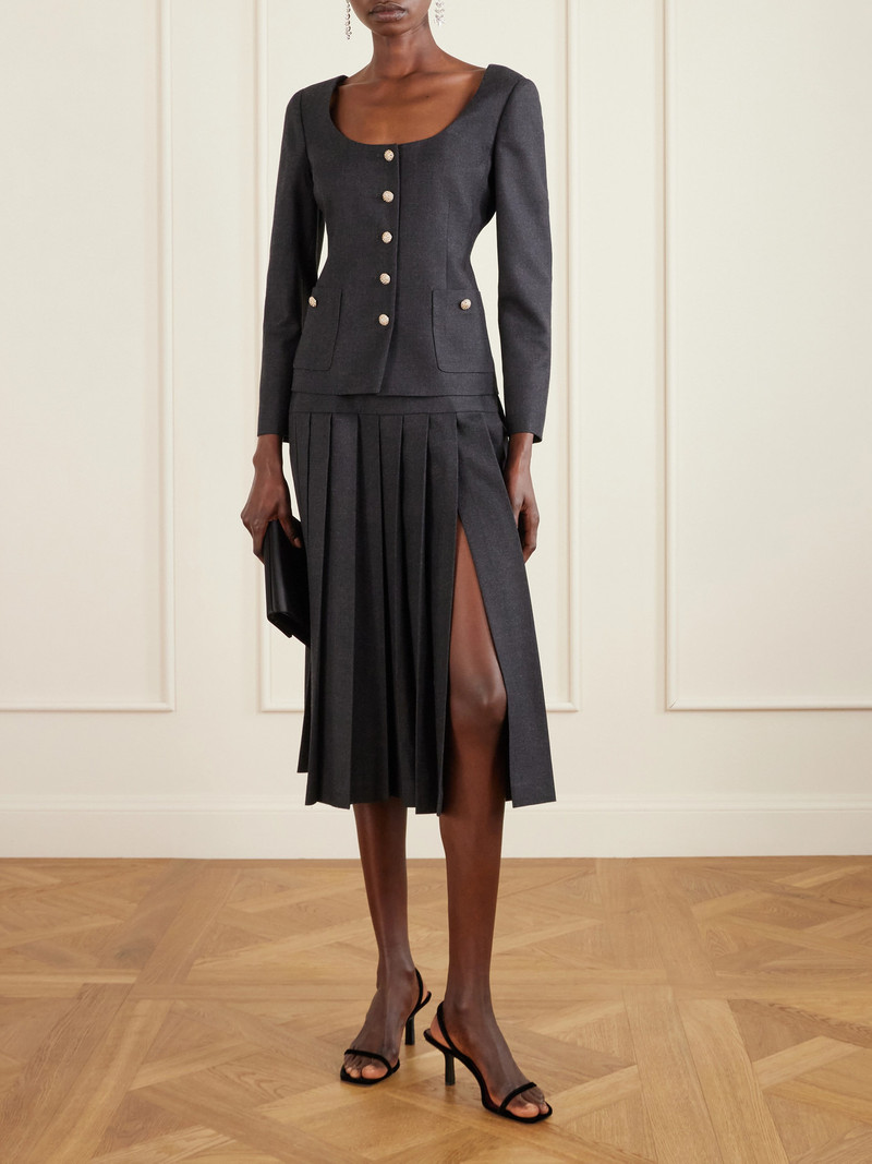 Alessandra Rich Embellished Wool-flannel Jacket outlook