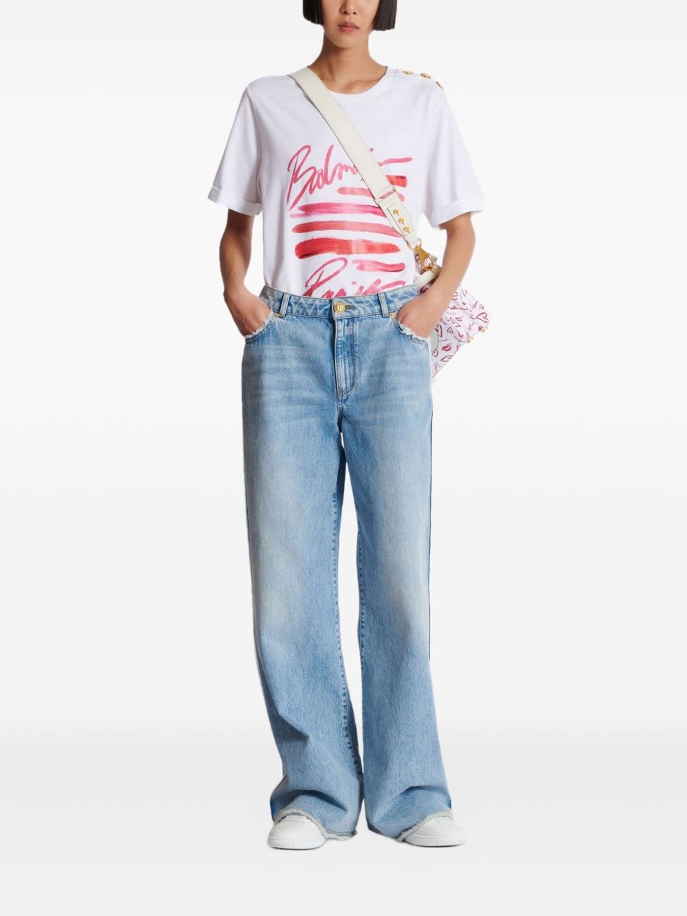 frayed-trim straight-leg jeans - 2