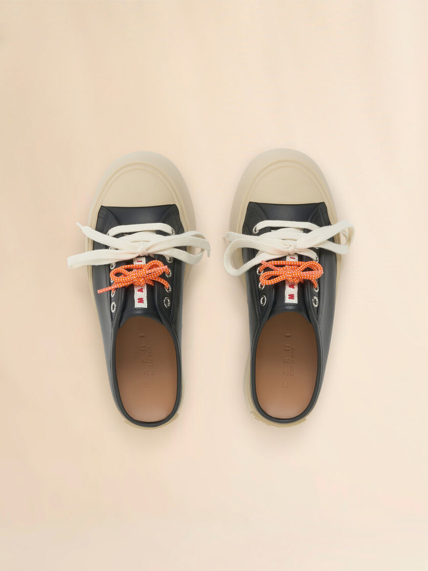 BLACK LEATHER PABLO LACE-UP SABOT - 4