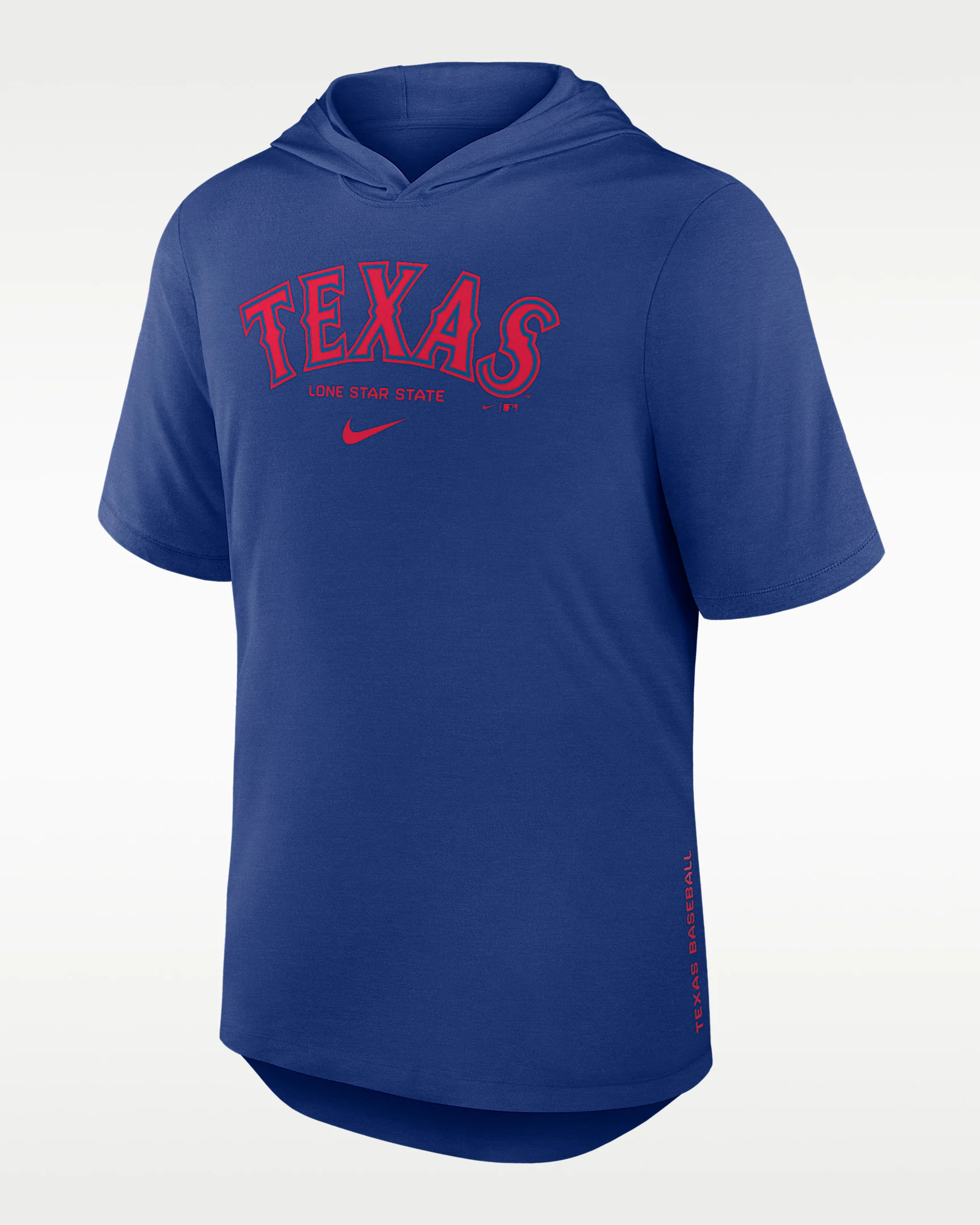 Texas Rangers Arched Wordmark Men's Nike Dri-FIT MLB Hooded T-Shirt - 1