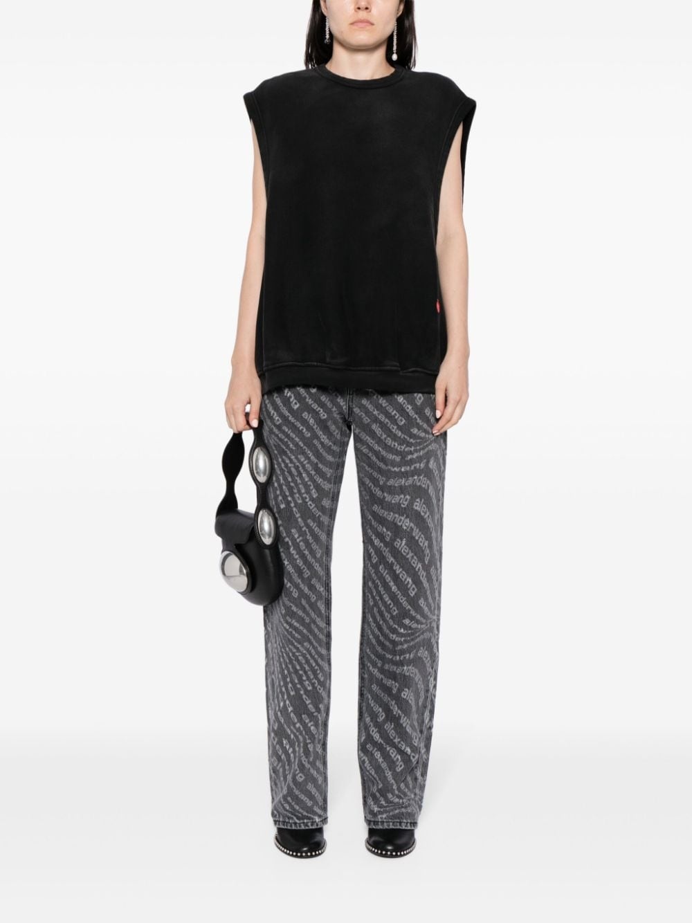logo-print sleeveless cotton jumper - 3