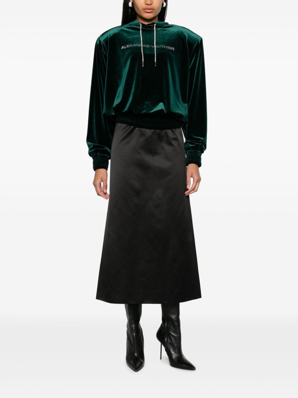 logo-print velour hoodie - 2