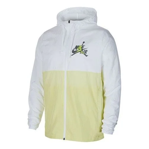 Air Jordan Alphabet Printing Basketball Sports Hooded Jacket White Yellow CK2218-100 - 1