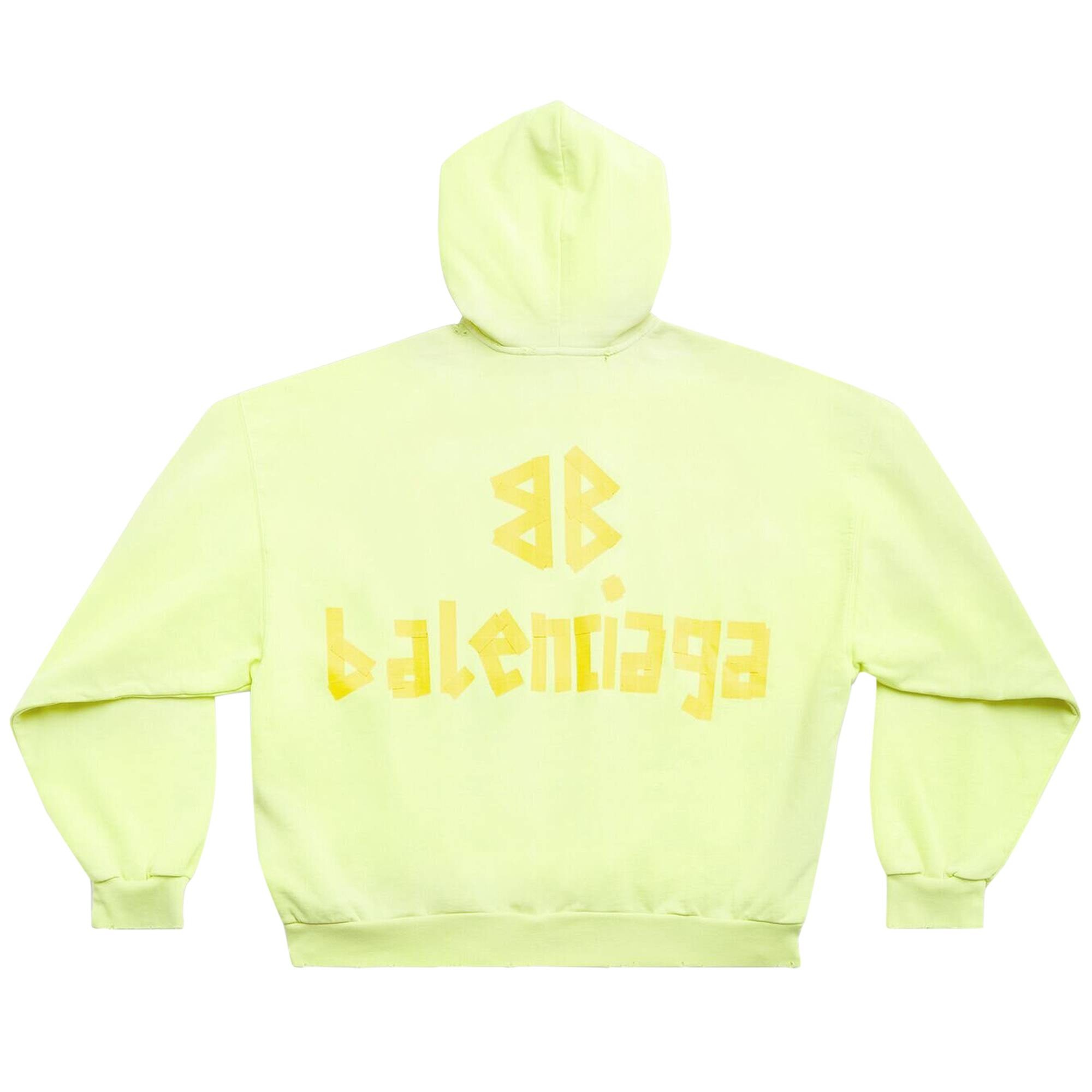 Balenciaga Ripped Pocket Hoodie 'Fluo Yellow' - 2