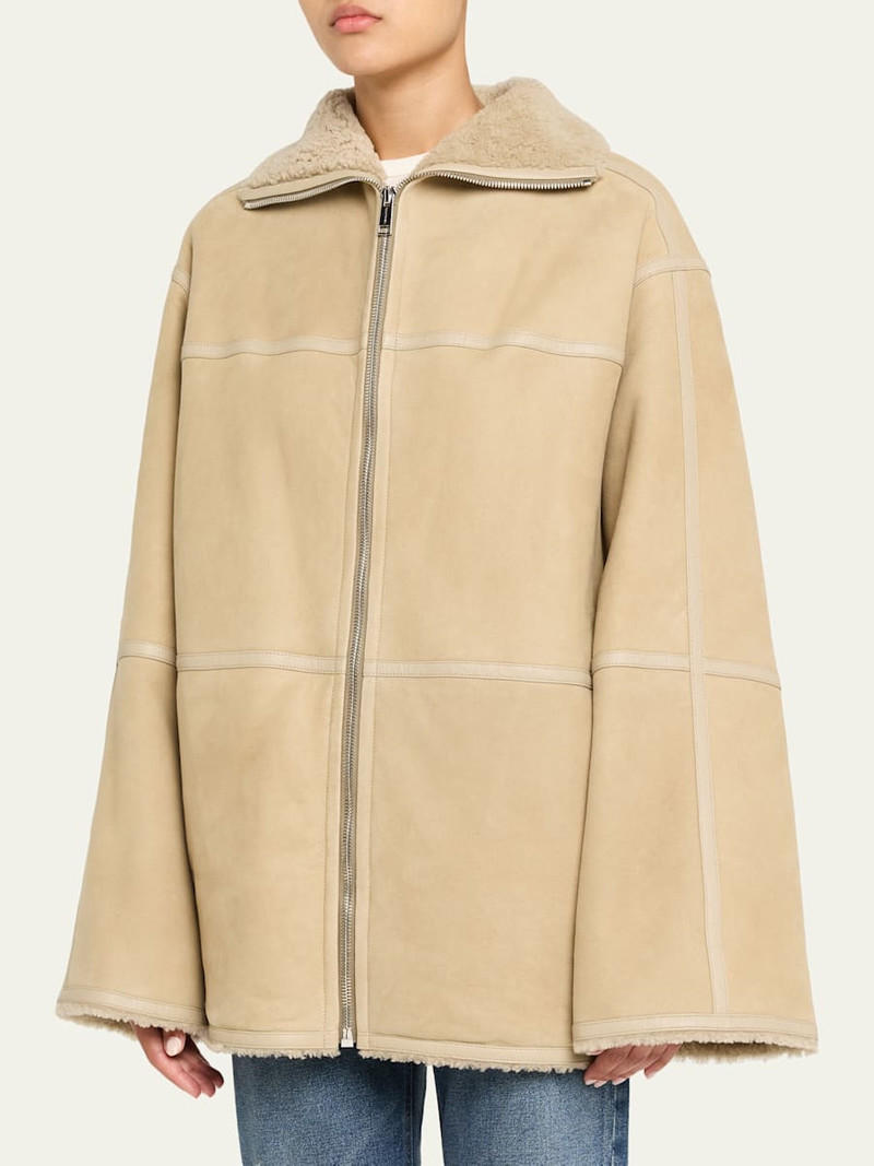 Yves Salomon Short Suede Merino Lambskin Coat outlook