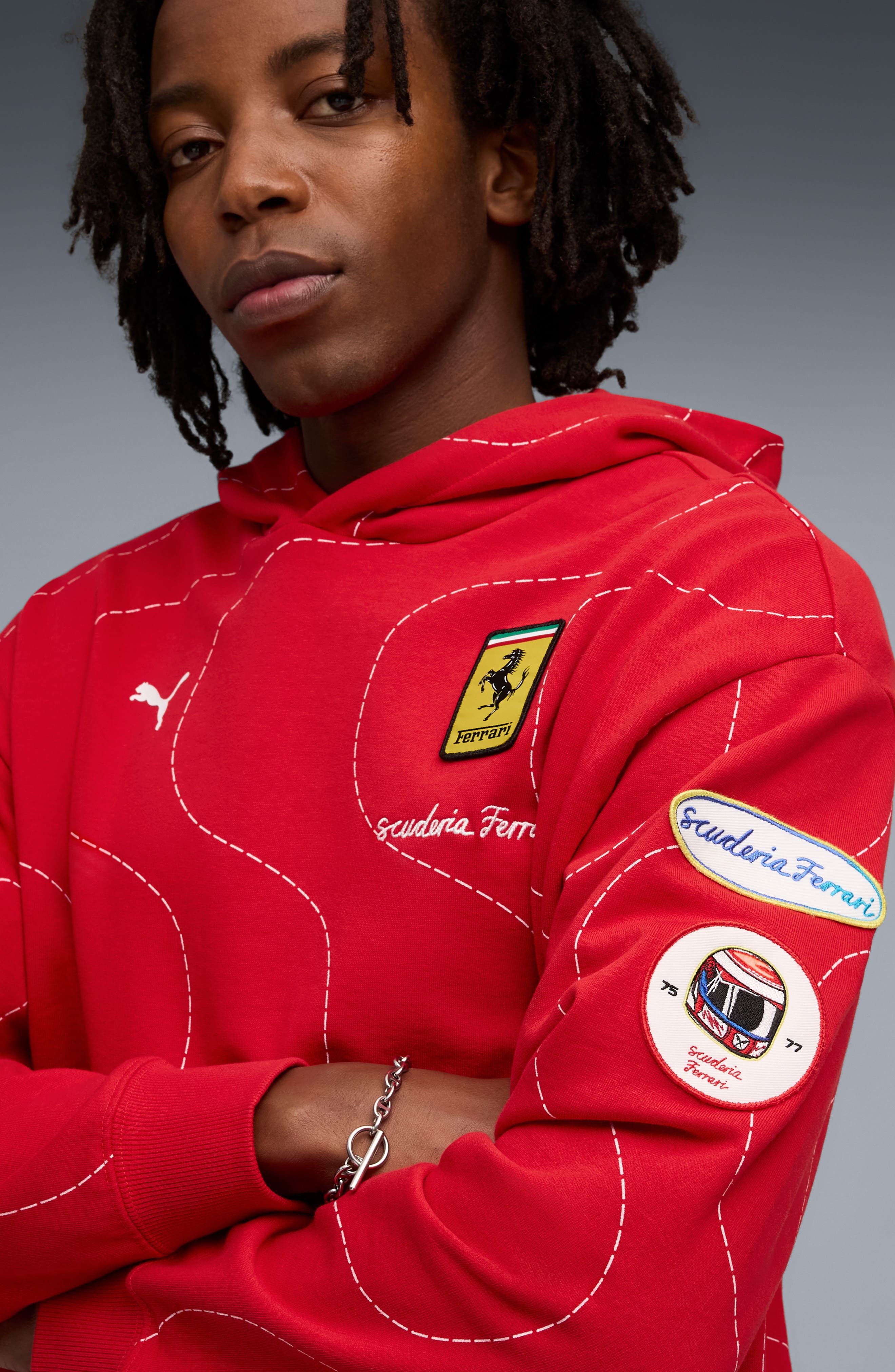 PUMA x Scuderia Ferrari Monza Cotton Hoodie in Rosso Corsa at Nordstrom - 3