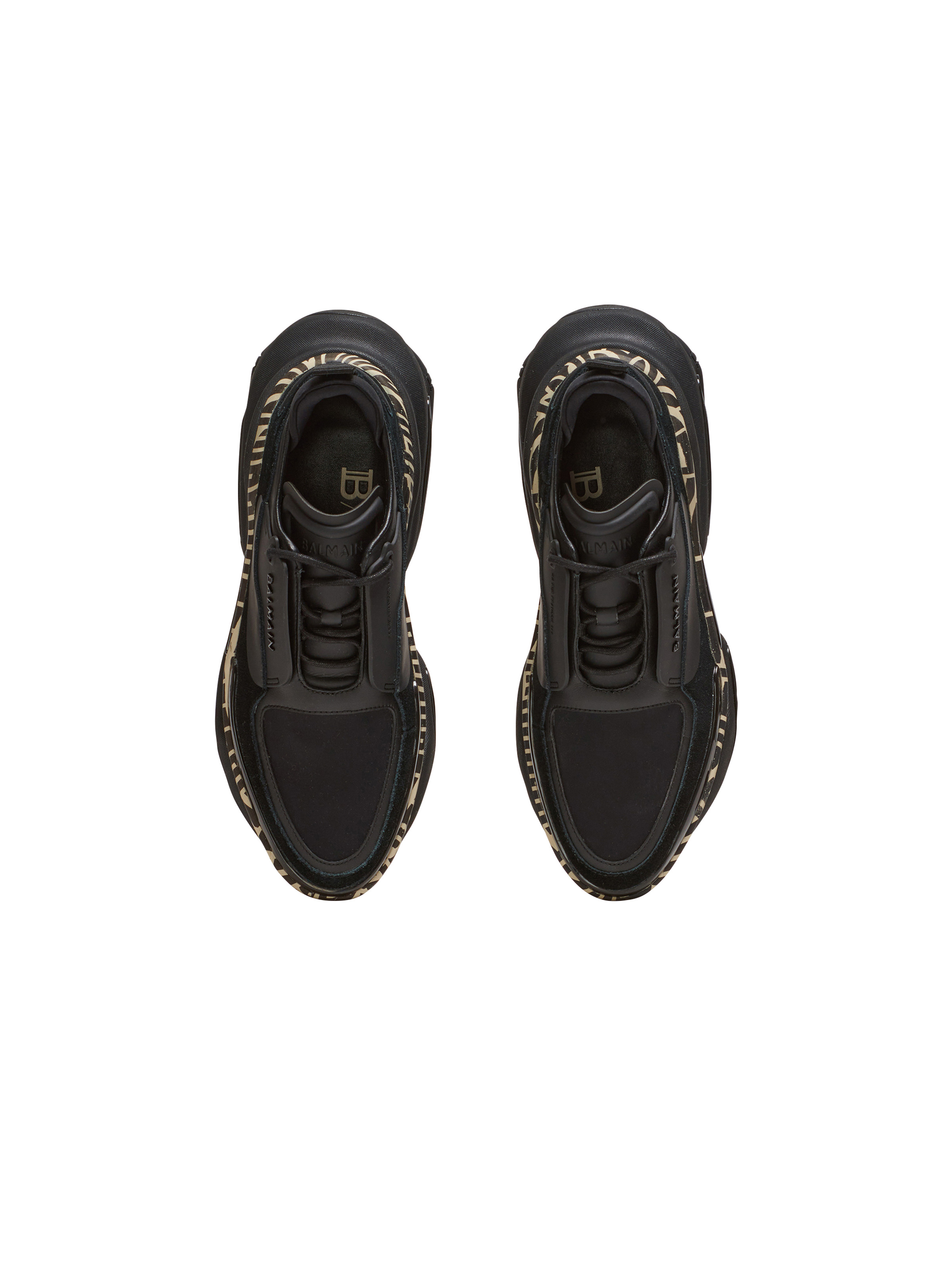 Leather and suede B-Bold low-top trainers with monogram print - 3