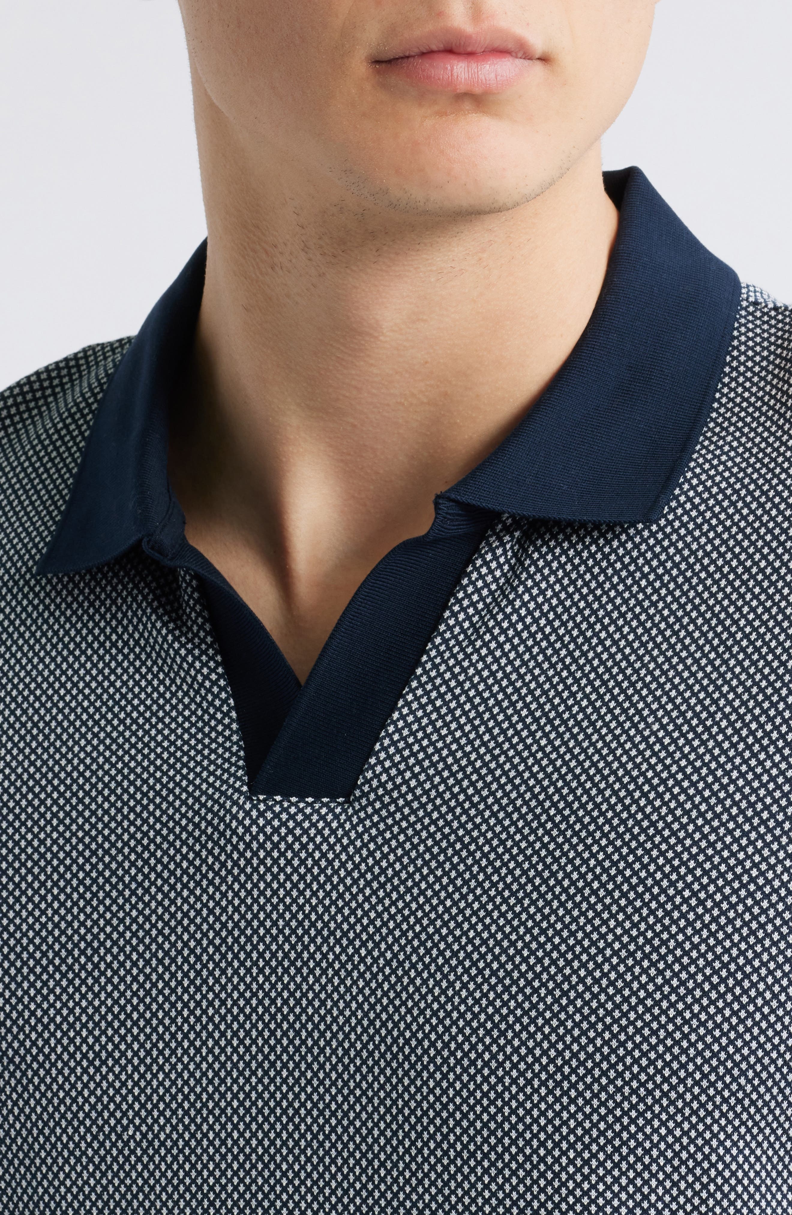 BOSS Parson Cotton & Silk Polo in Dark Blue at Nordstrom - 4