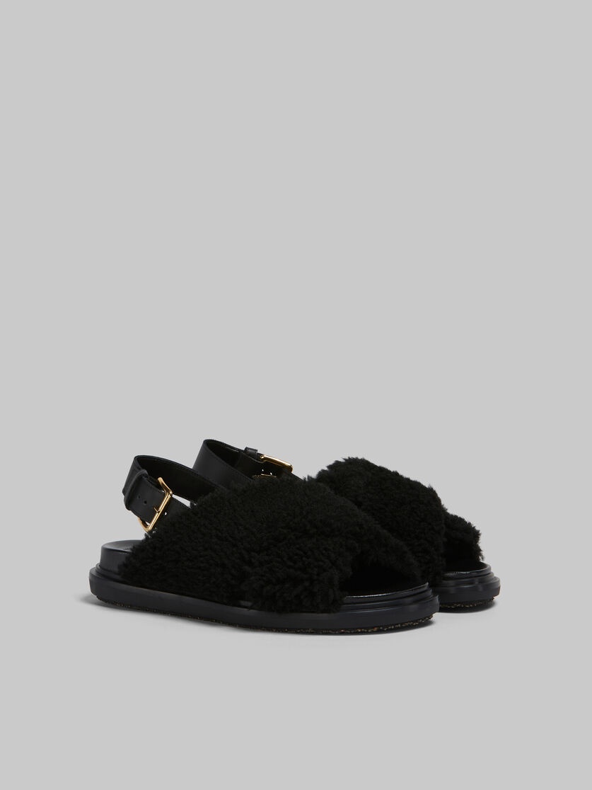 BLACK CURLY SHEARLING FUSSBETT SLIDE - 2