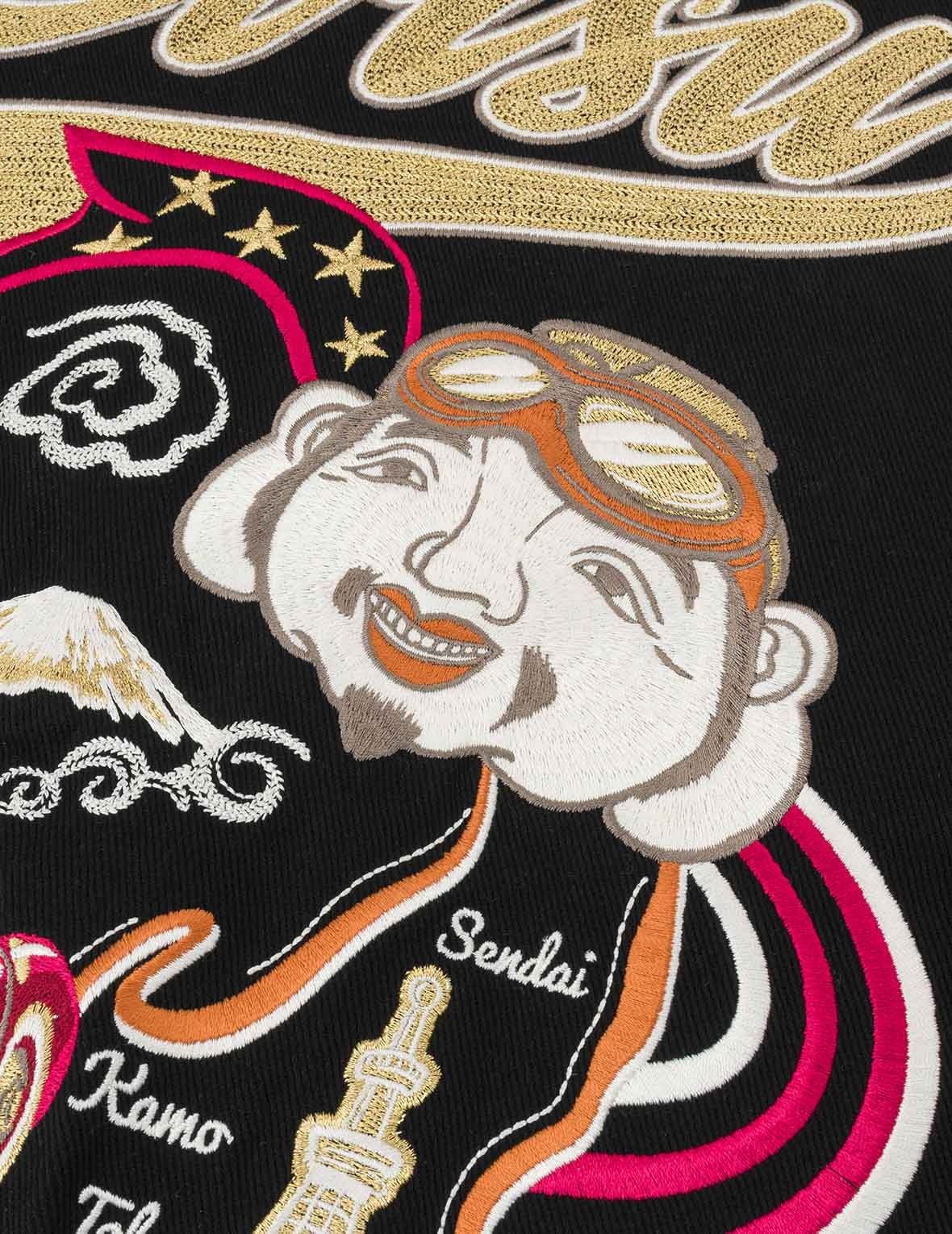 Godhead and Map Appliqué Embroidery Fashion Fit Worker Denim Jacket - 12