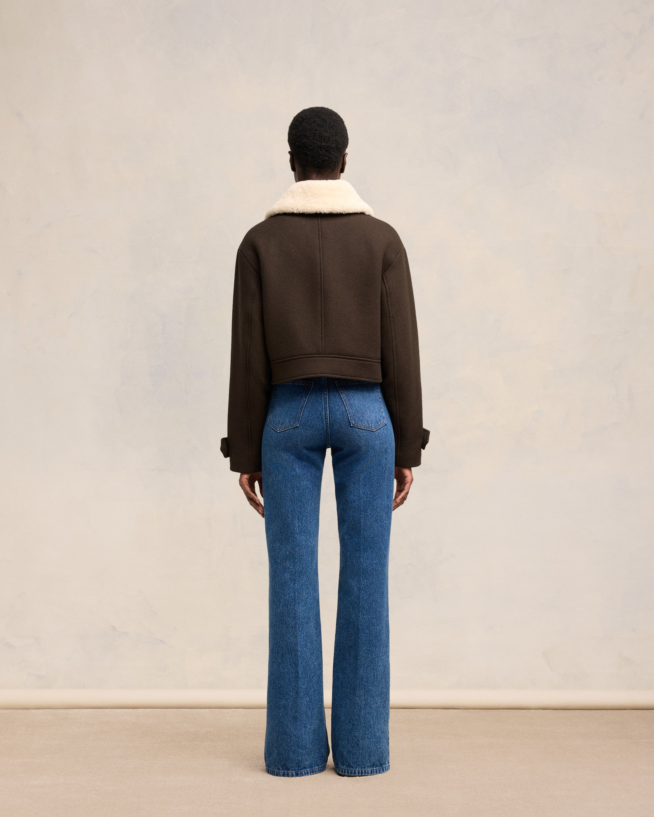 SHORT SHEARLING COLLAR JACKET - 5