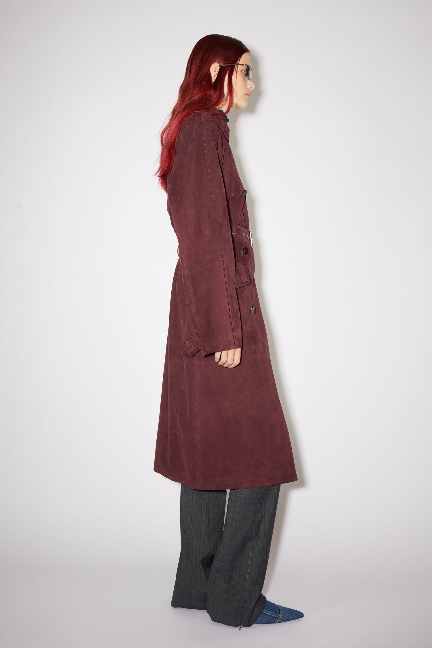 Suede coat - Aubergine purple - 4