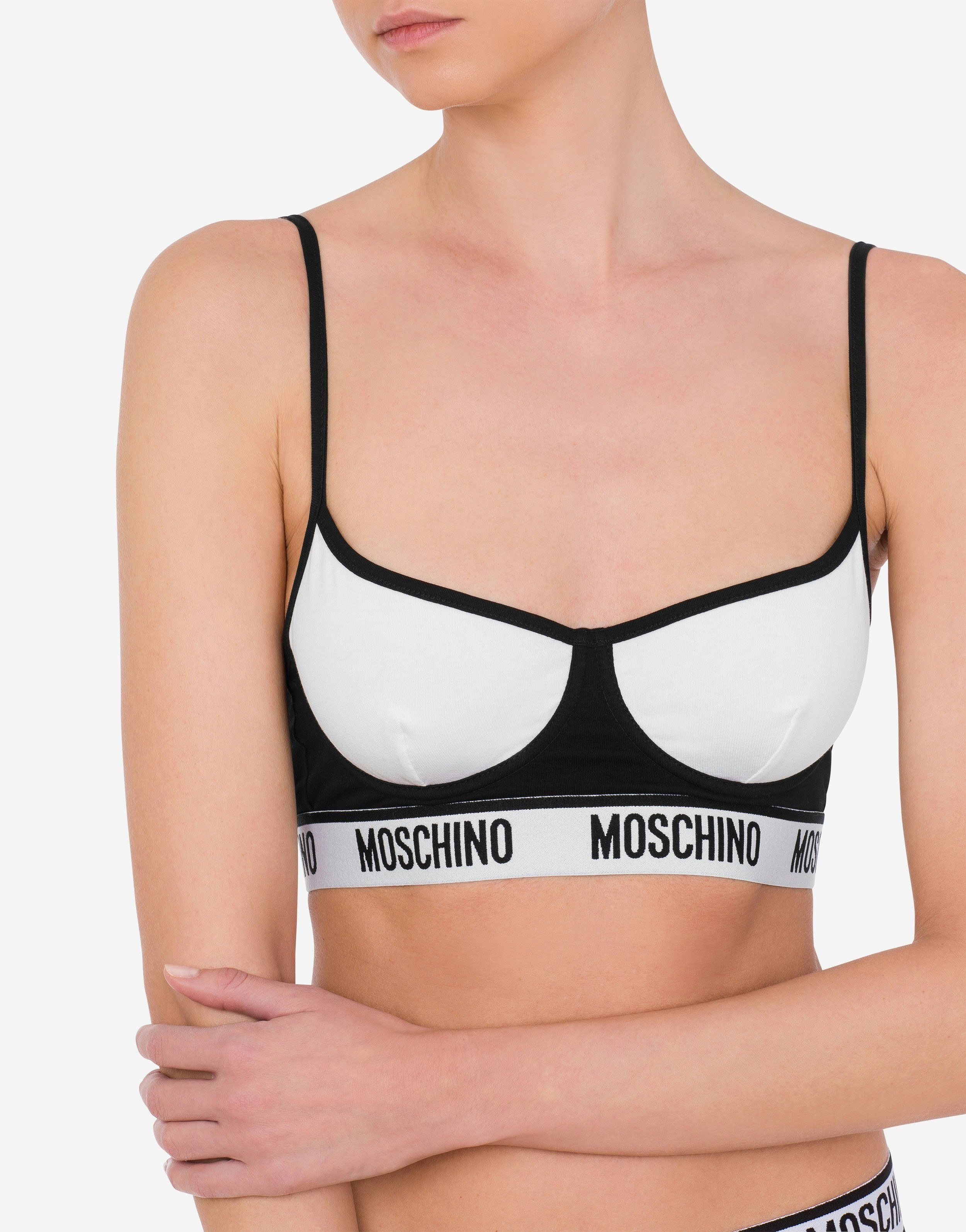 BLACK & WHITE STRETCH JERSEY BRA - 4