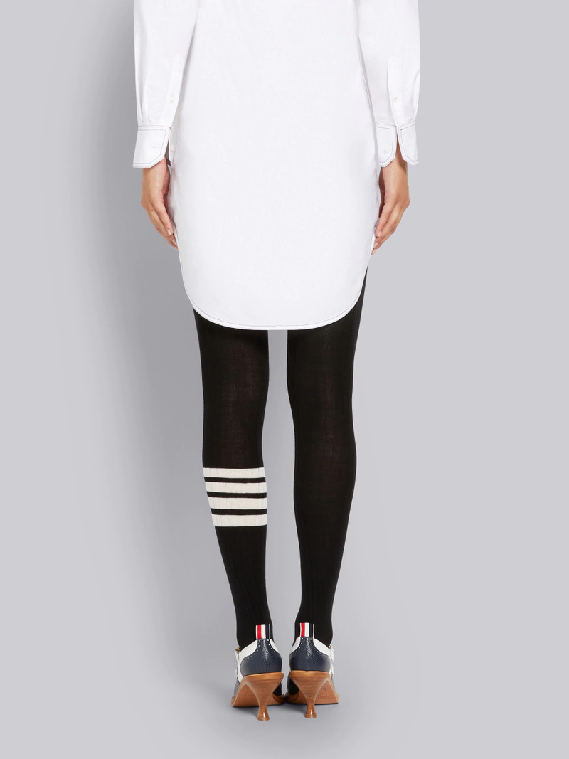 Black Fine Merino Wool 4-Bar Opaque Rib Tights 3