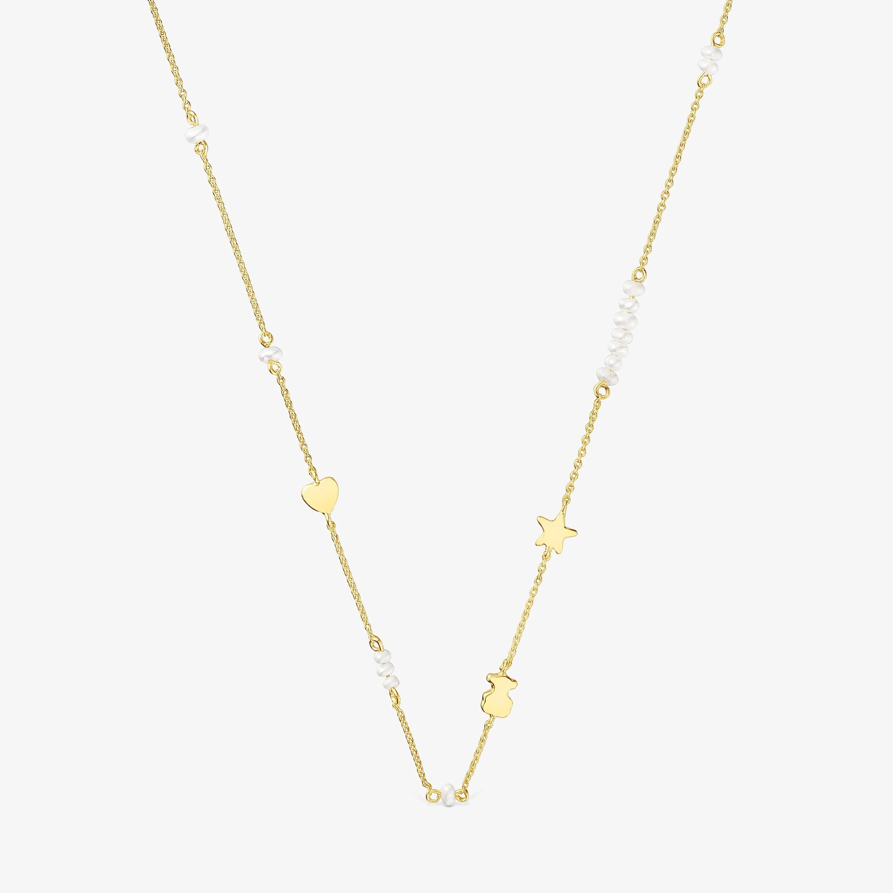 Sweet Dolls 18K solid gold Choker with motifs and cultured pearls - 1