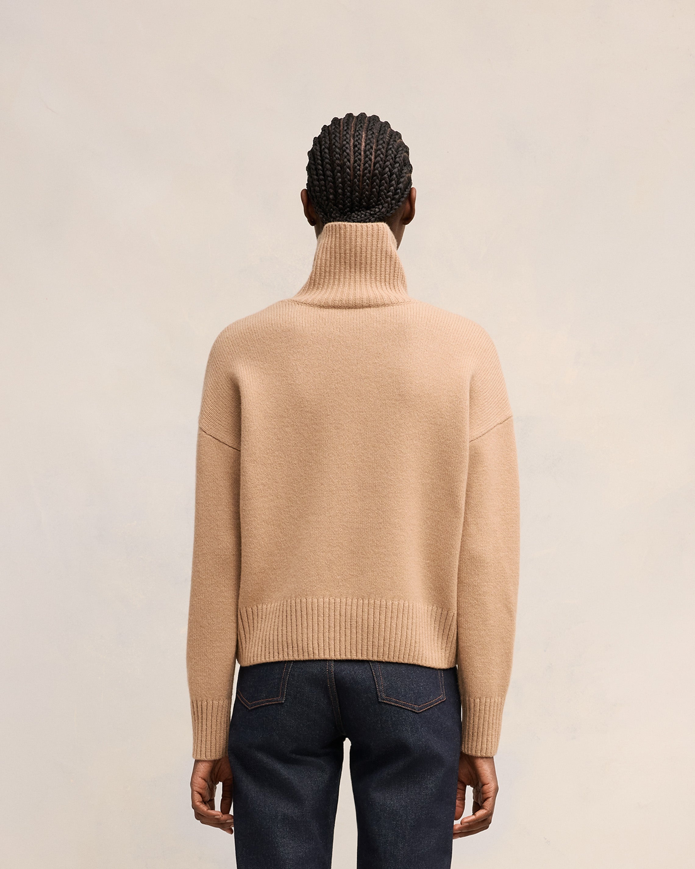 EMBOSSED AMI DE COEUR FUNNEL NECK SWEATER - 5