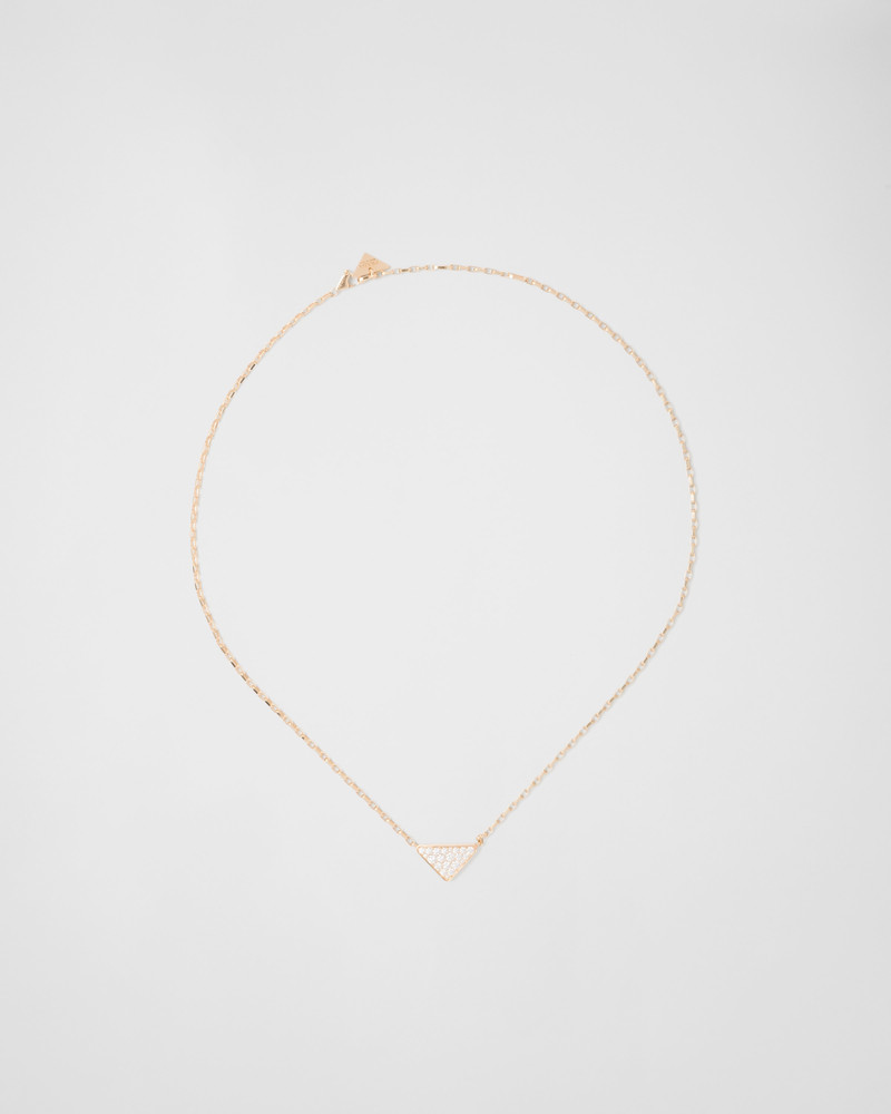 Eternal Gold Eternal mini triangle pendant necklace in yellow gold and diamonds - 1