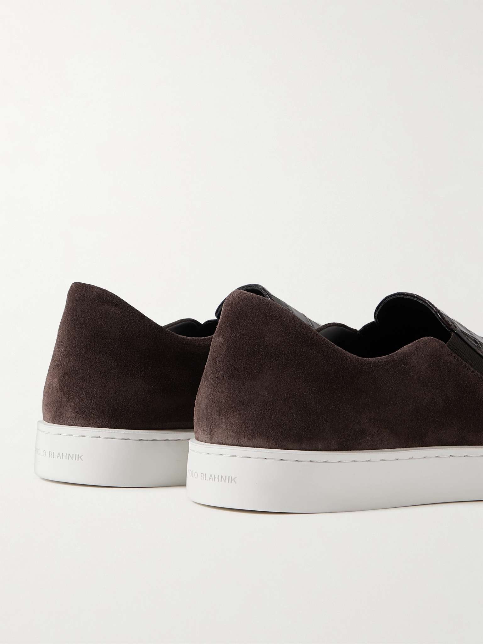 Nadores Suede and Croc-Effect Leather Slip-On Sneakers - 5
