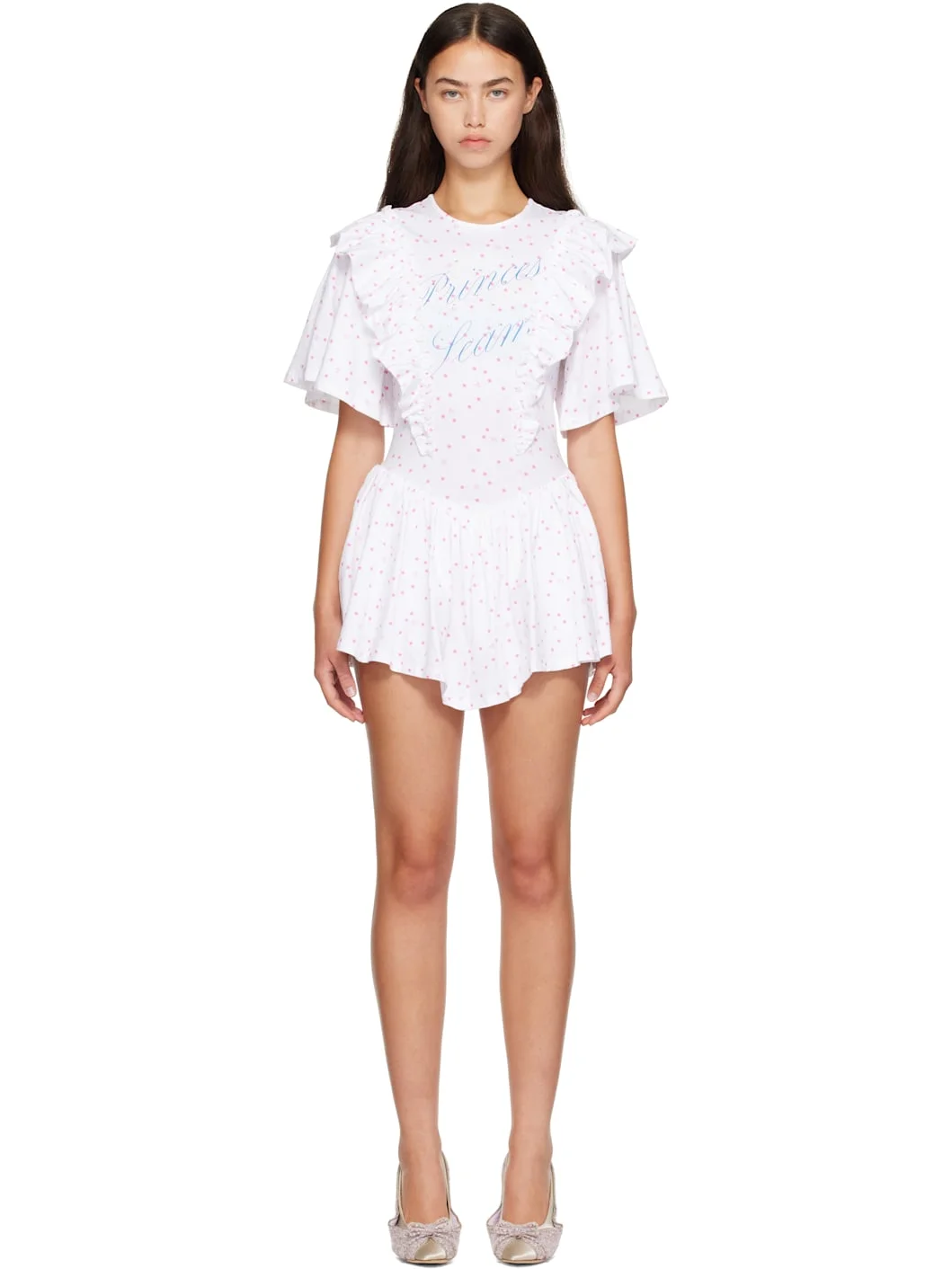 White & Pink Filo Minidress - 1