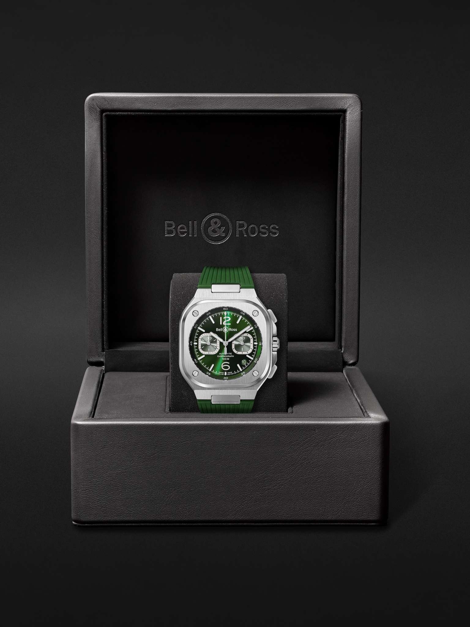 BR 05 Automatic Chronograph 42mm Stainless Steel and Rubber Watch, Ref. No. BR05C-GN-ST/SRB - 8