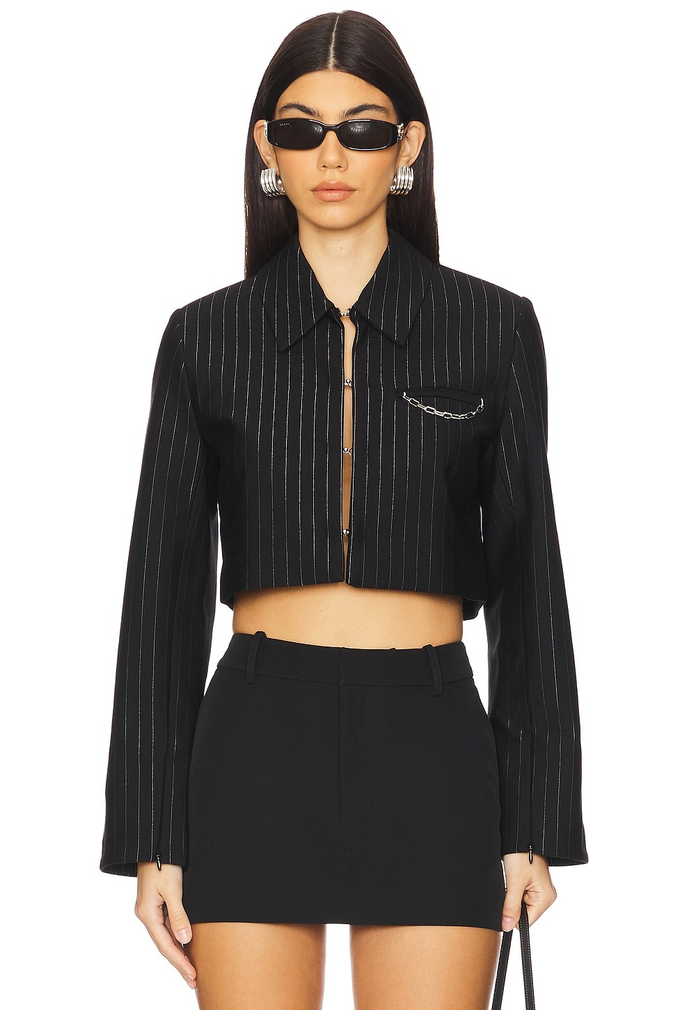 Compact Stripe Jersey Short Blazer - 1